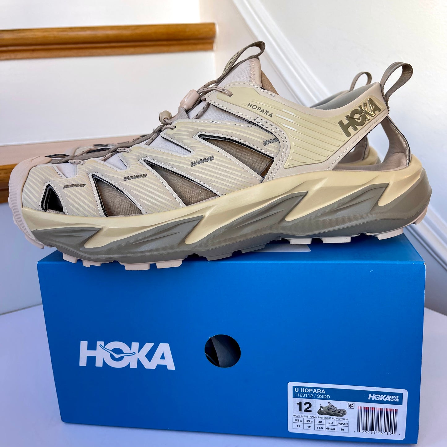 Hoka Hopara Hiking Sandal Wet / Dry shoe in Shifting Sand / Dune beige shoes