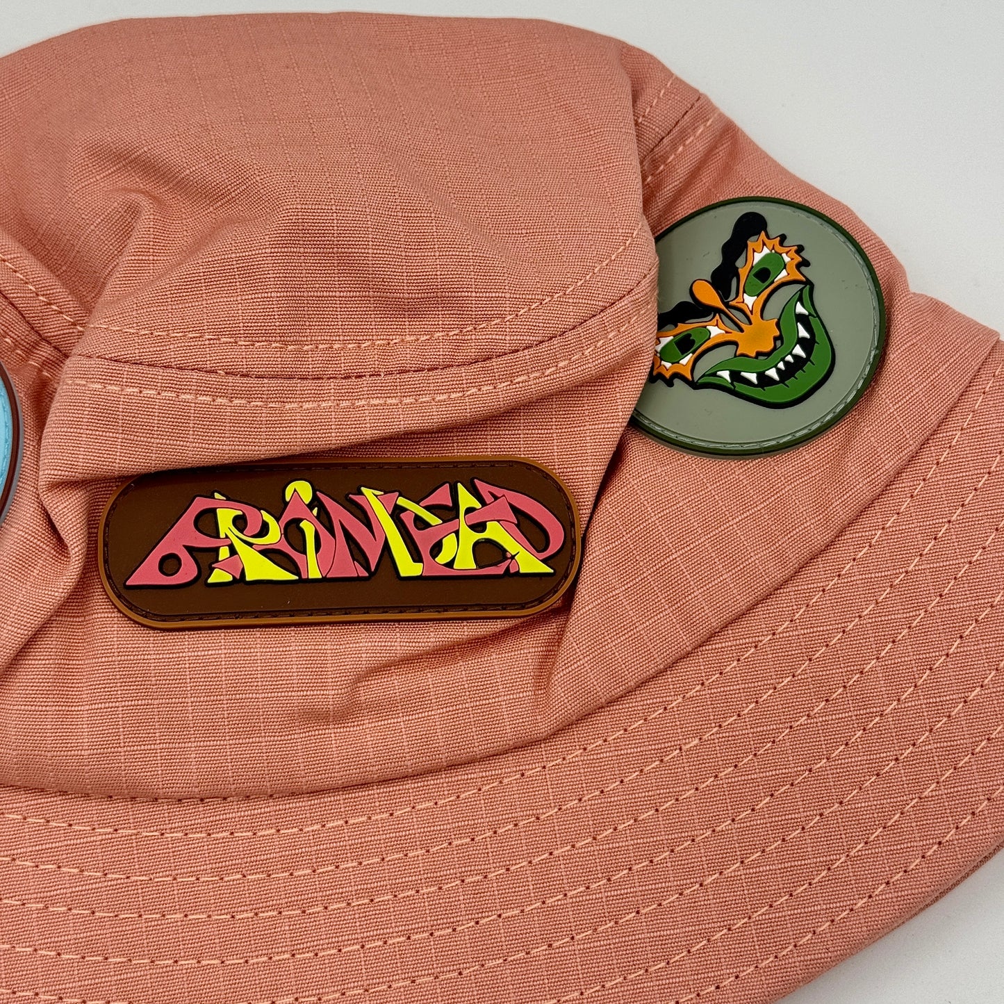 Brain Dead Pink Bucket Hat Coral Unisex Rubber Patches