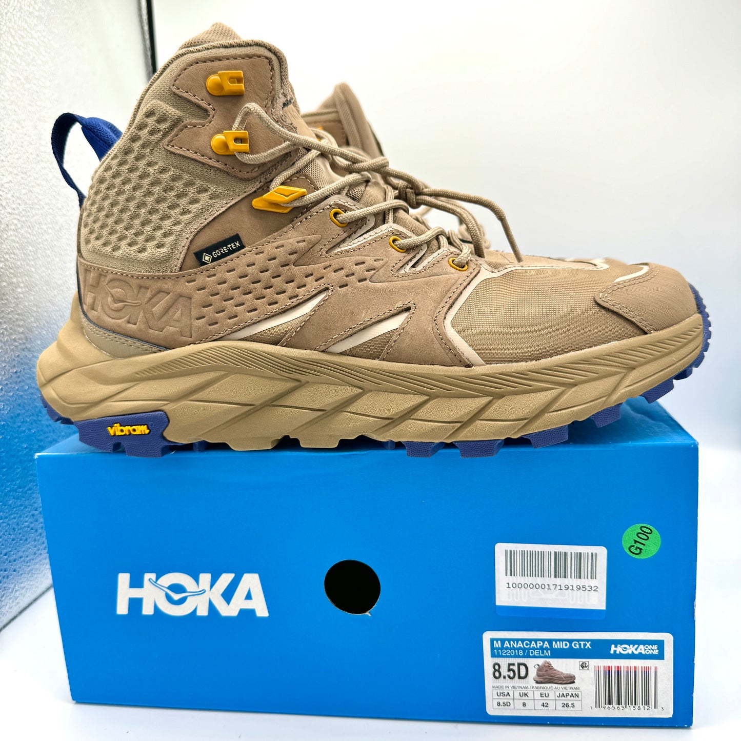 Hoka Anacapa Men’s Mid GTX Hiking Boots Dune / Elmwood Brown Shoes GoreTex