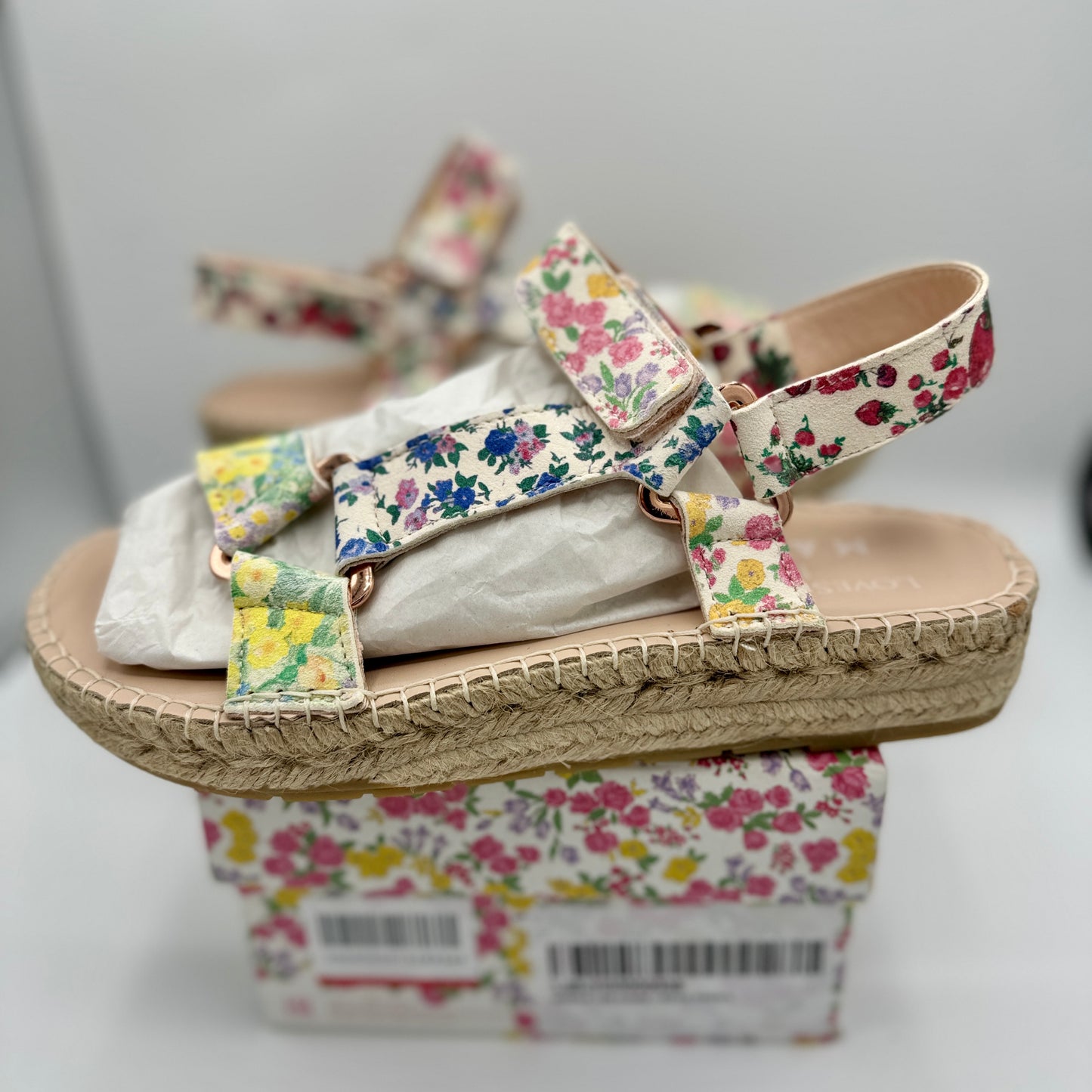 LoveShackFancy x Manebi Hiking Platform Espadrilles Floral Strap Sandals