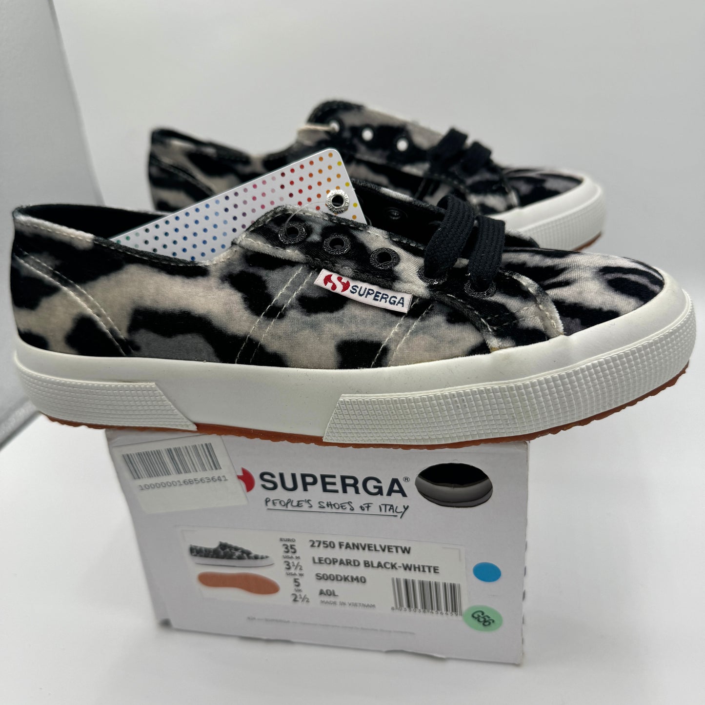 Superga Classic Low Velvet Leopard Cheetah Black White Sneakers Shoes Unisex