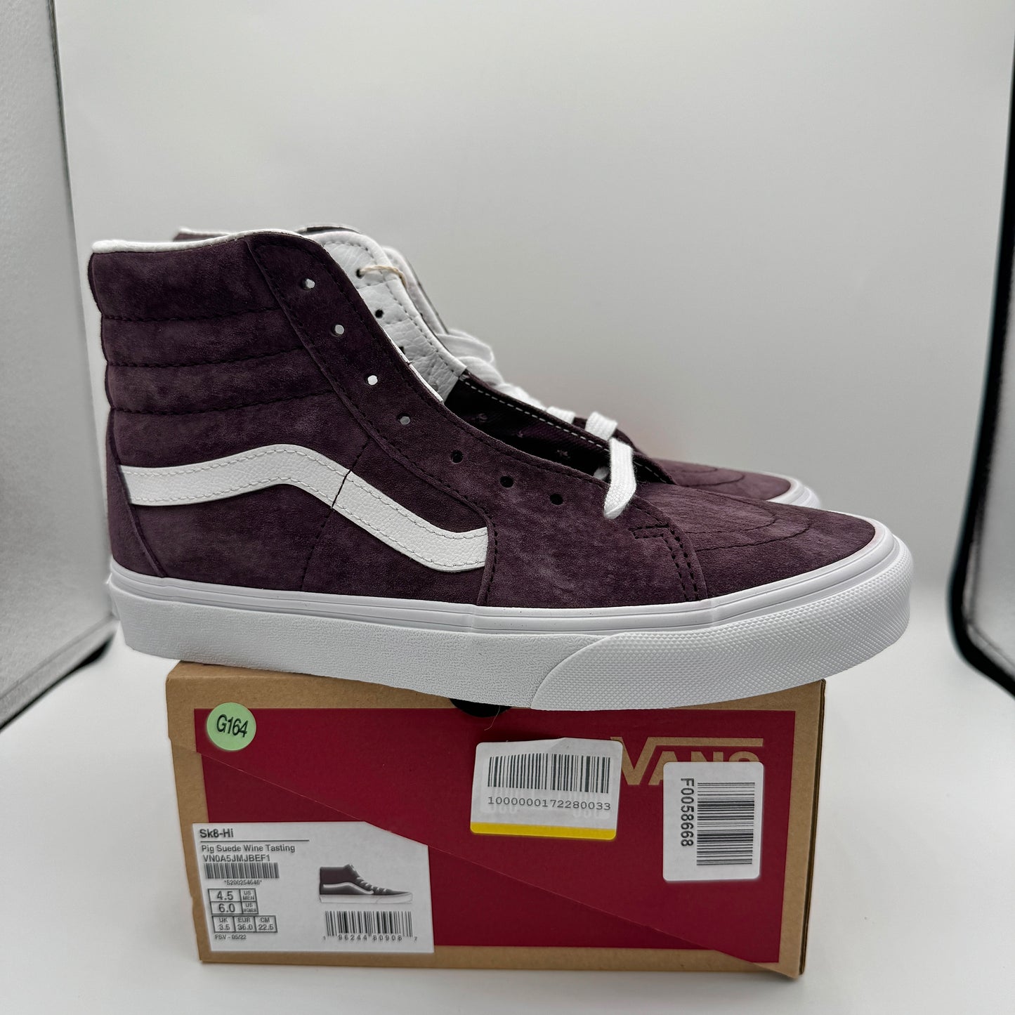 Vans Sk8 Hi Pig Suede Wine Tasting Dark Purple Skate Sneakers High Tops