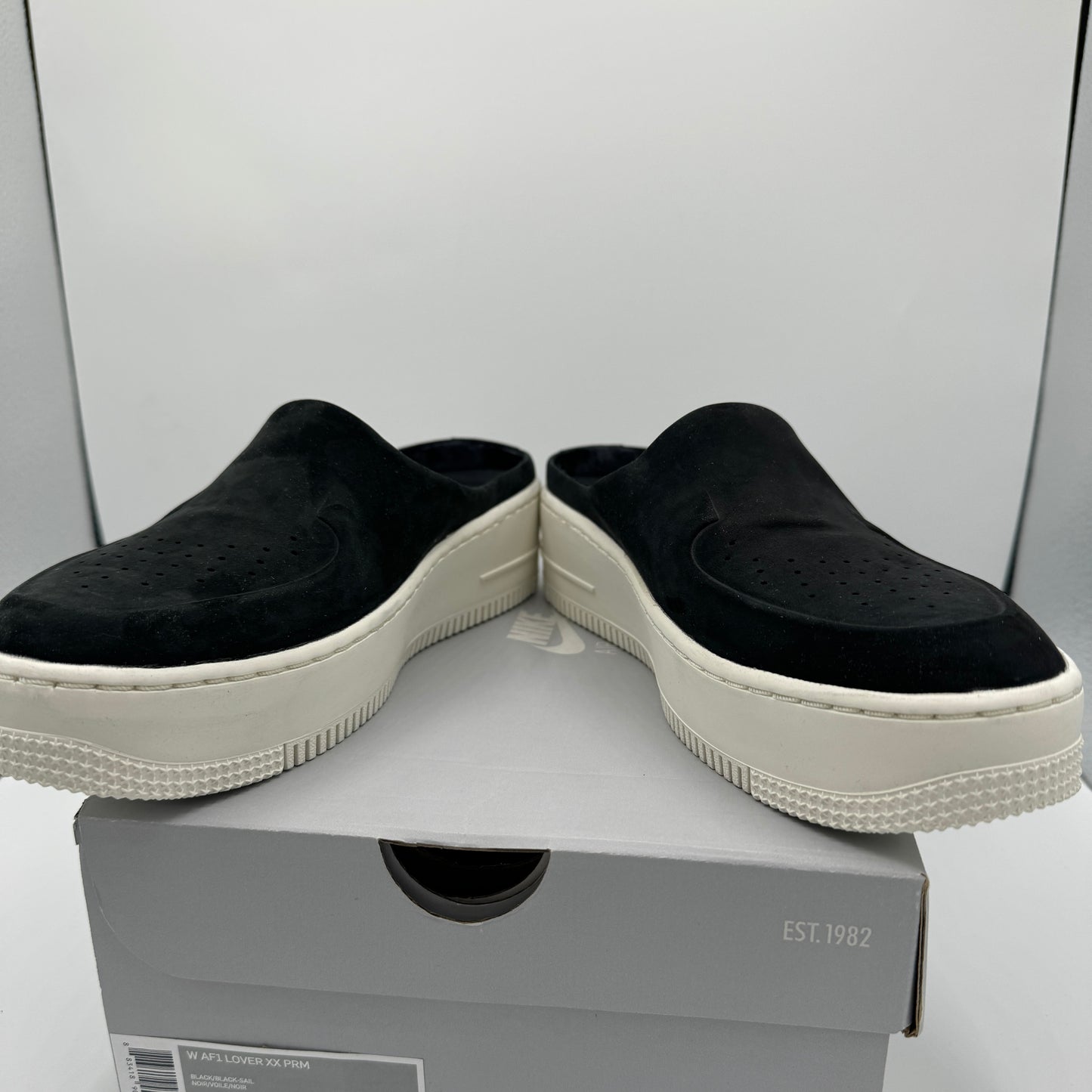 Nike Air Force 1 Lover XX Black Suede Leather Slip On Mule Platform sneakers