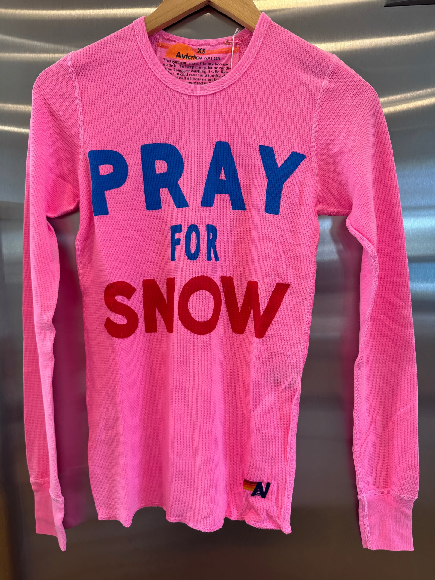 Aviator Nation Thermal Pray For Snow Shirt Neon Pink Unisex