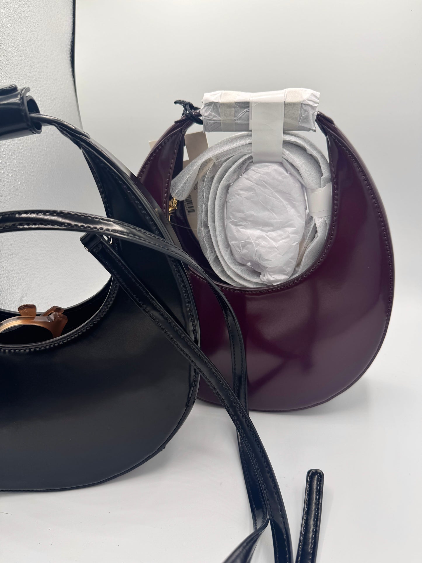 Staud Mini Moon Purse in Syrah Burgundy Leather, Crossbody Bag