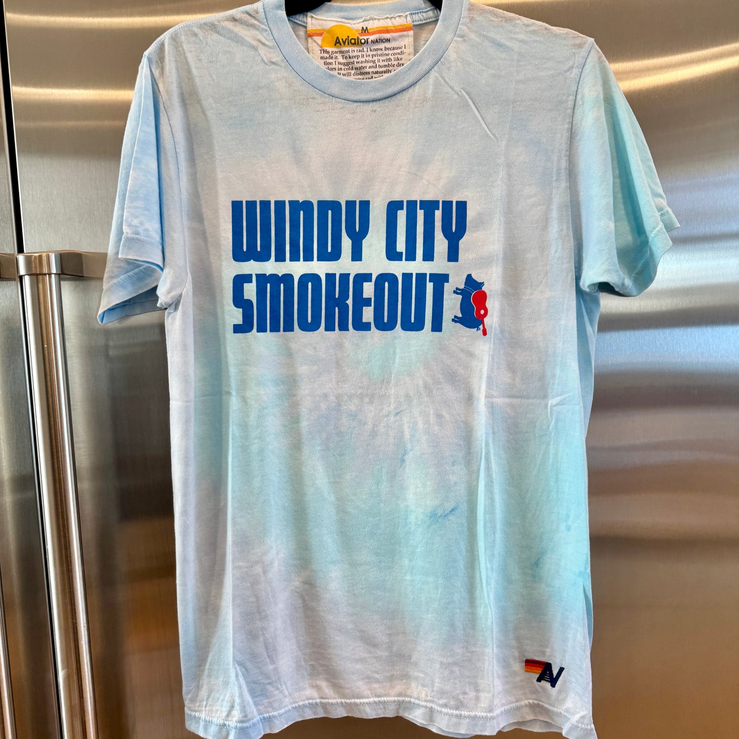 Aviator Nation Windy City Smokeout Festival Blue Tee Shirt