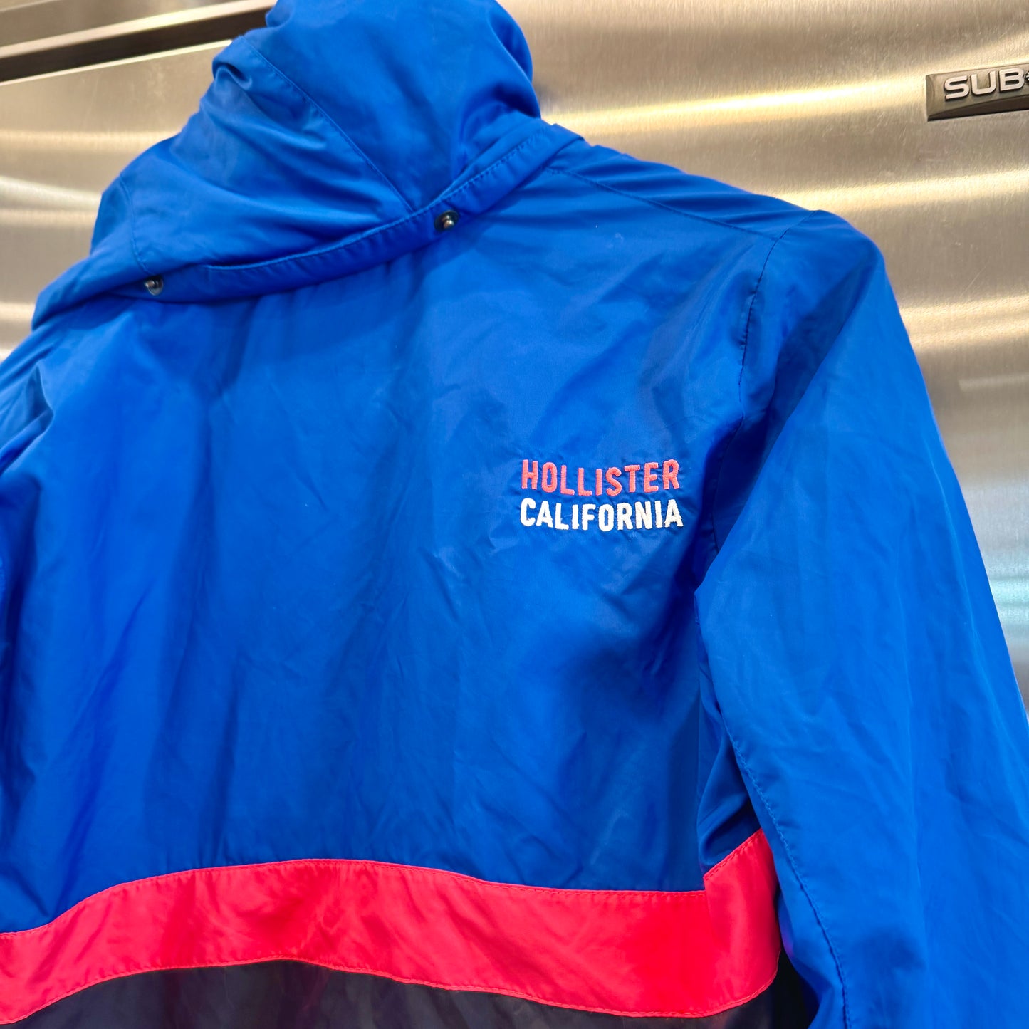 Hollister Windbreaker Jacket Blue Pink Black * Pre-owned *
