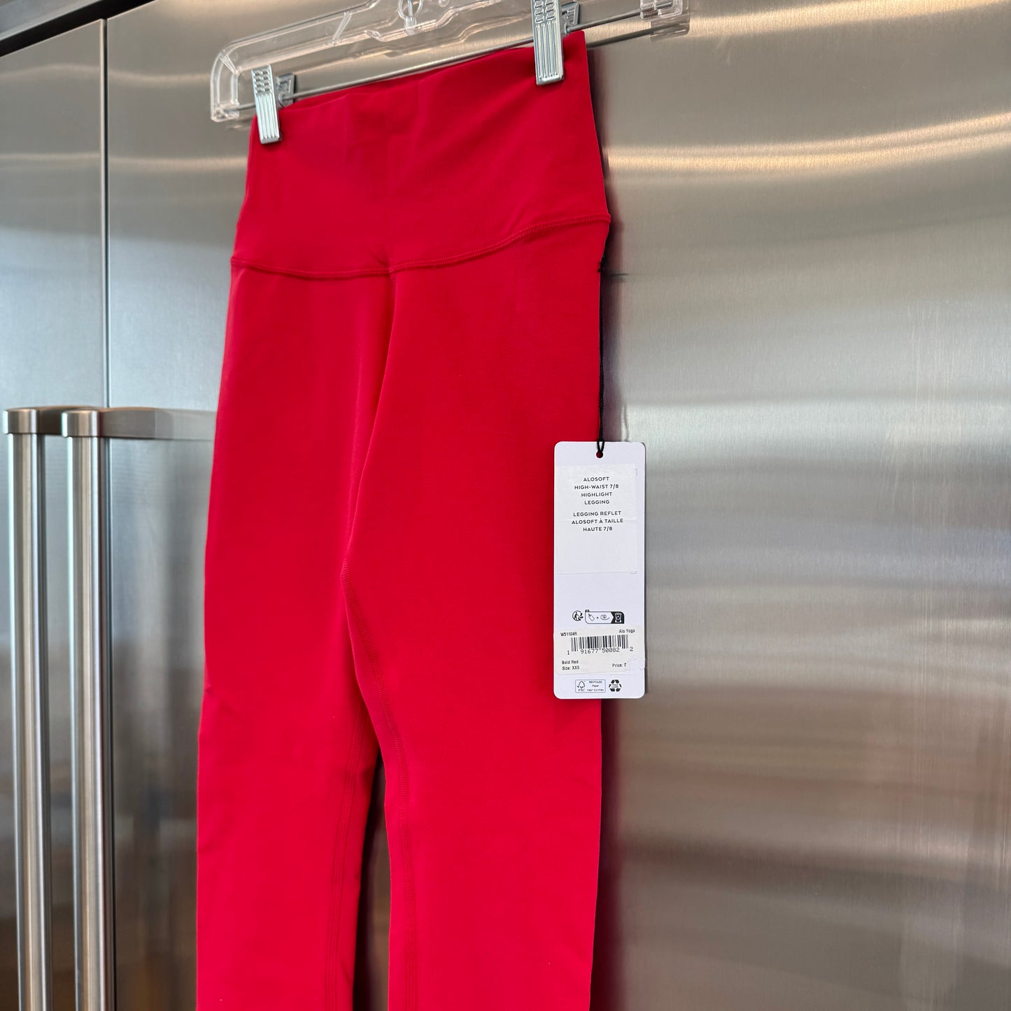 Alo Bold Red Alosoft Leggings High Waisted 7/8 Pants