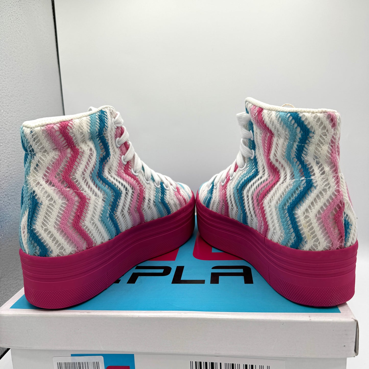 Jeffrey Campbell JC Play Homg Platform High Top Sneakers Crochet Multi pink