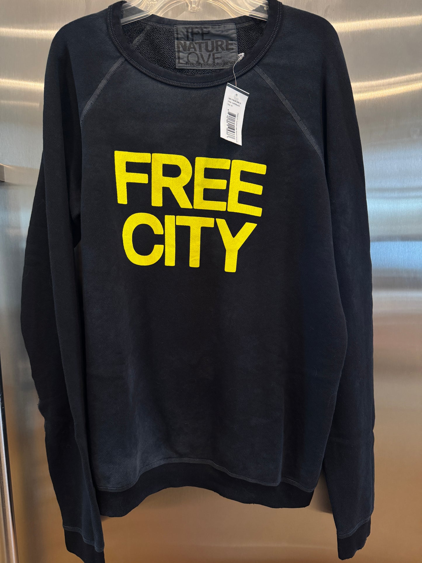 Freecity Unisex Crewneck Sweatshirt- Black / Yellow