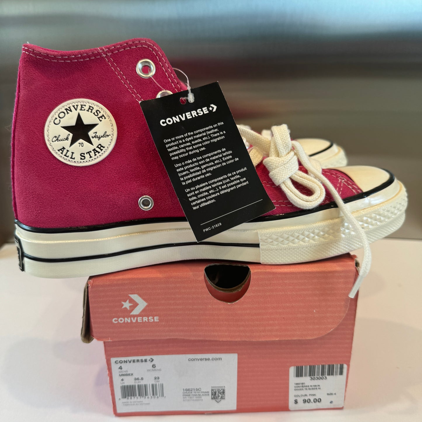 Converse Suede Chuck 70 Magenta Pink High Top Leather Sneakers Lace Up Shoes