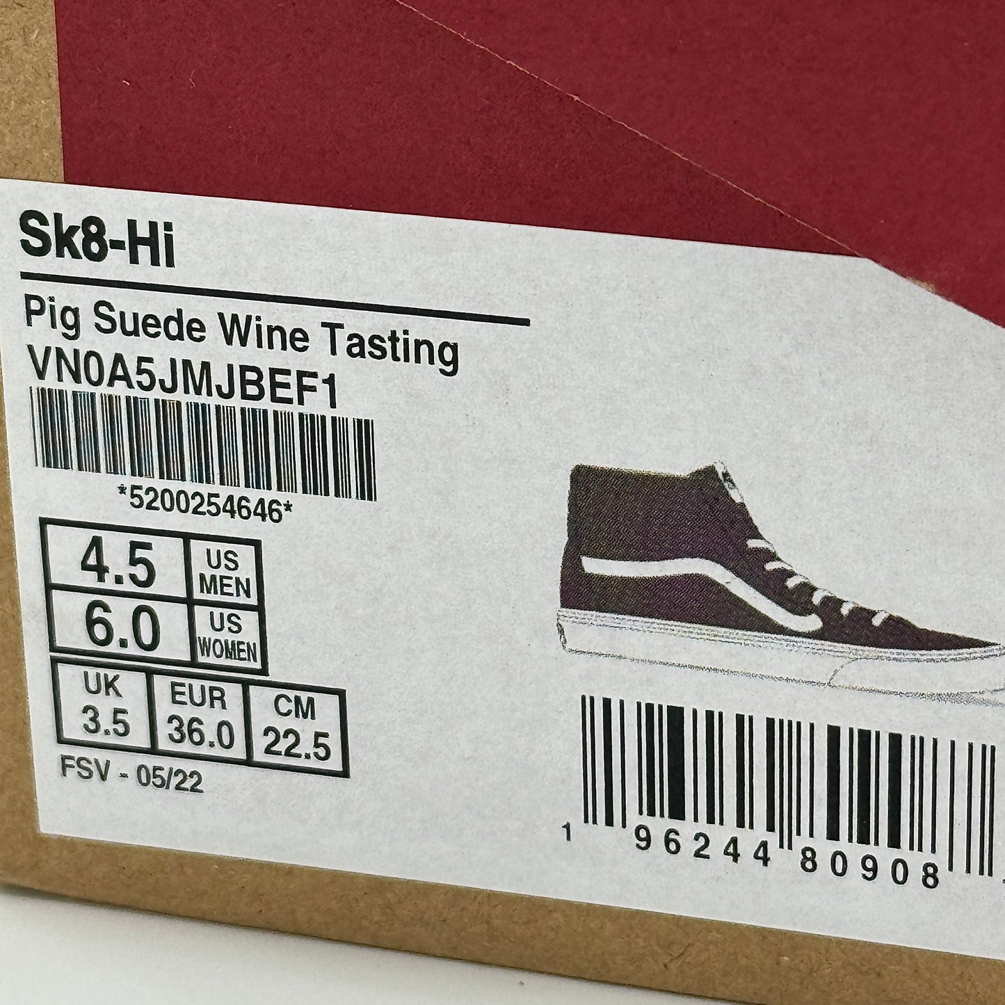 Vans Sk8 Hi Pig Suede Wine Tasting Dark Purple Skate Sneakers High Tops