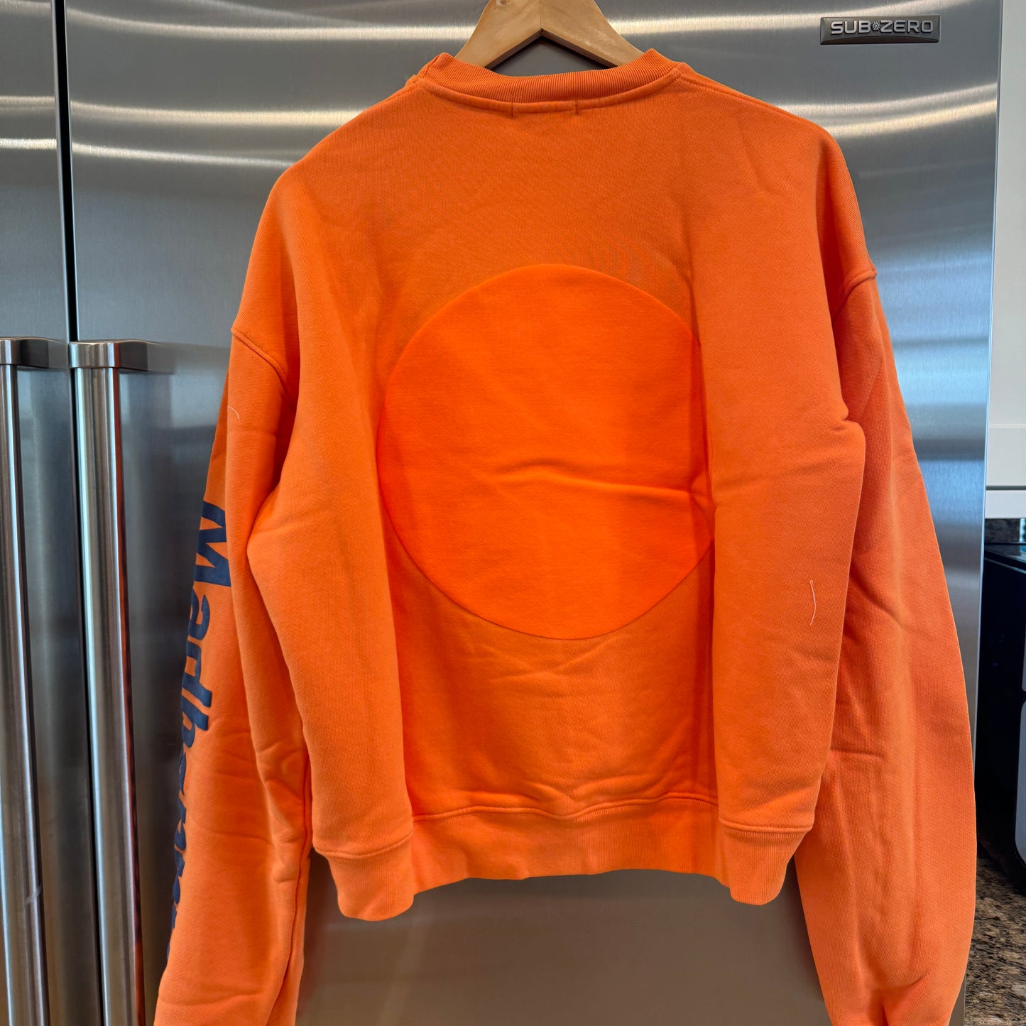 MadHappy Headspace Heritage Universal Crewneck Sweatshirt in Orange with navy raised logo