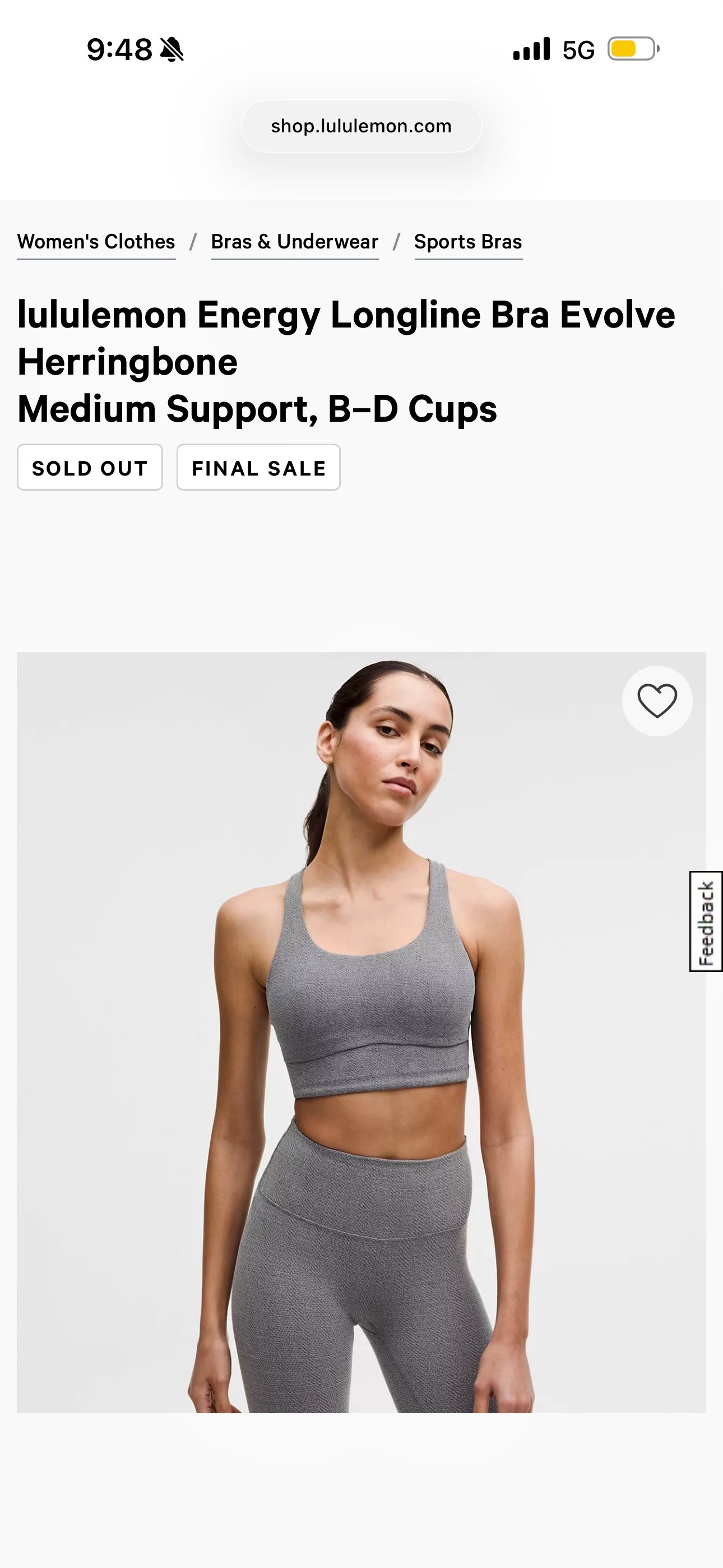 Lululemon Energy Long Line Evolve Bra Top in Herringbone Grey Intertwine Texture Black / White Woven