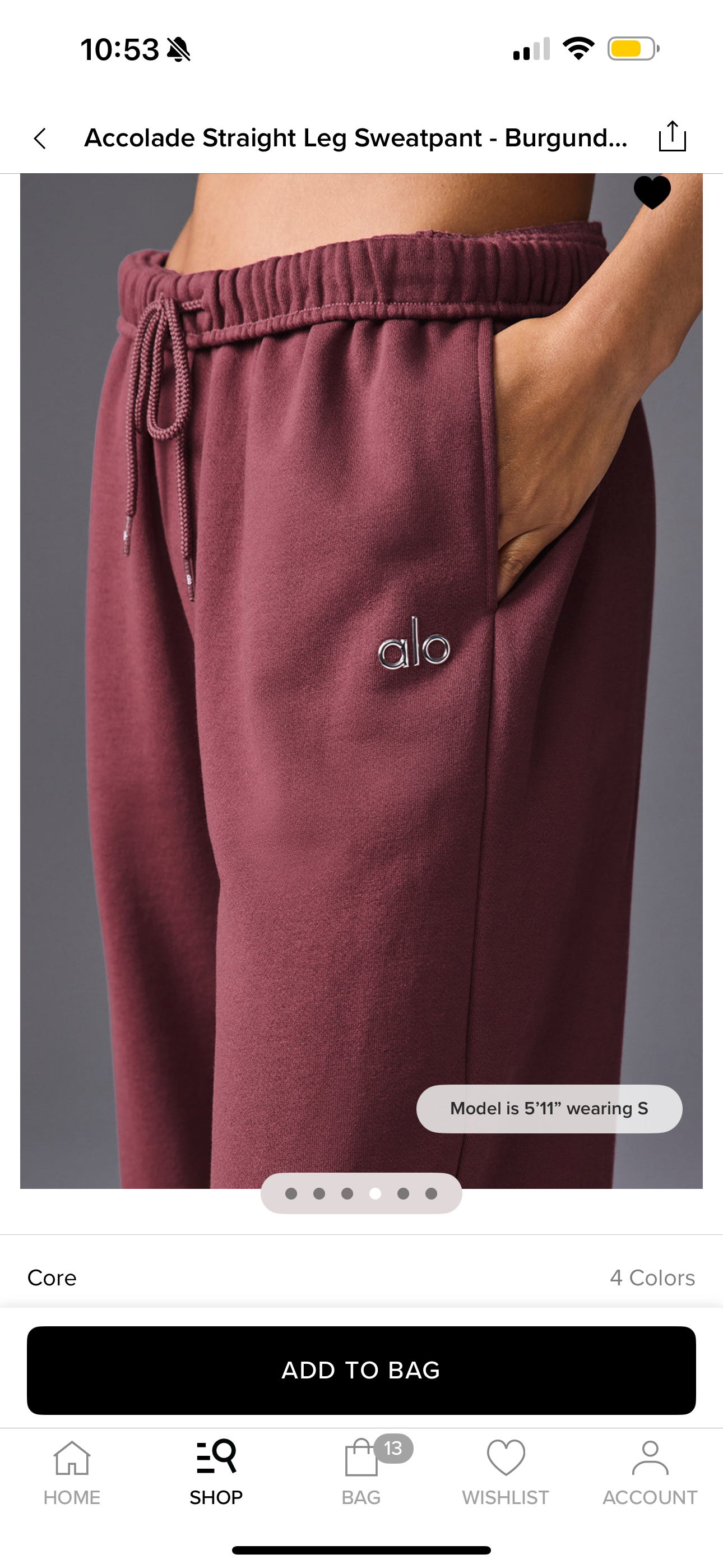 Alo Yoga Accolade Sweatpants Straight Leg in Burgundy Truffle
