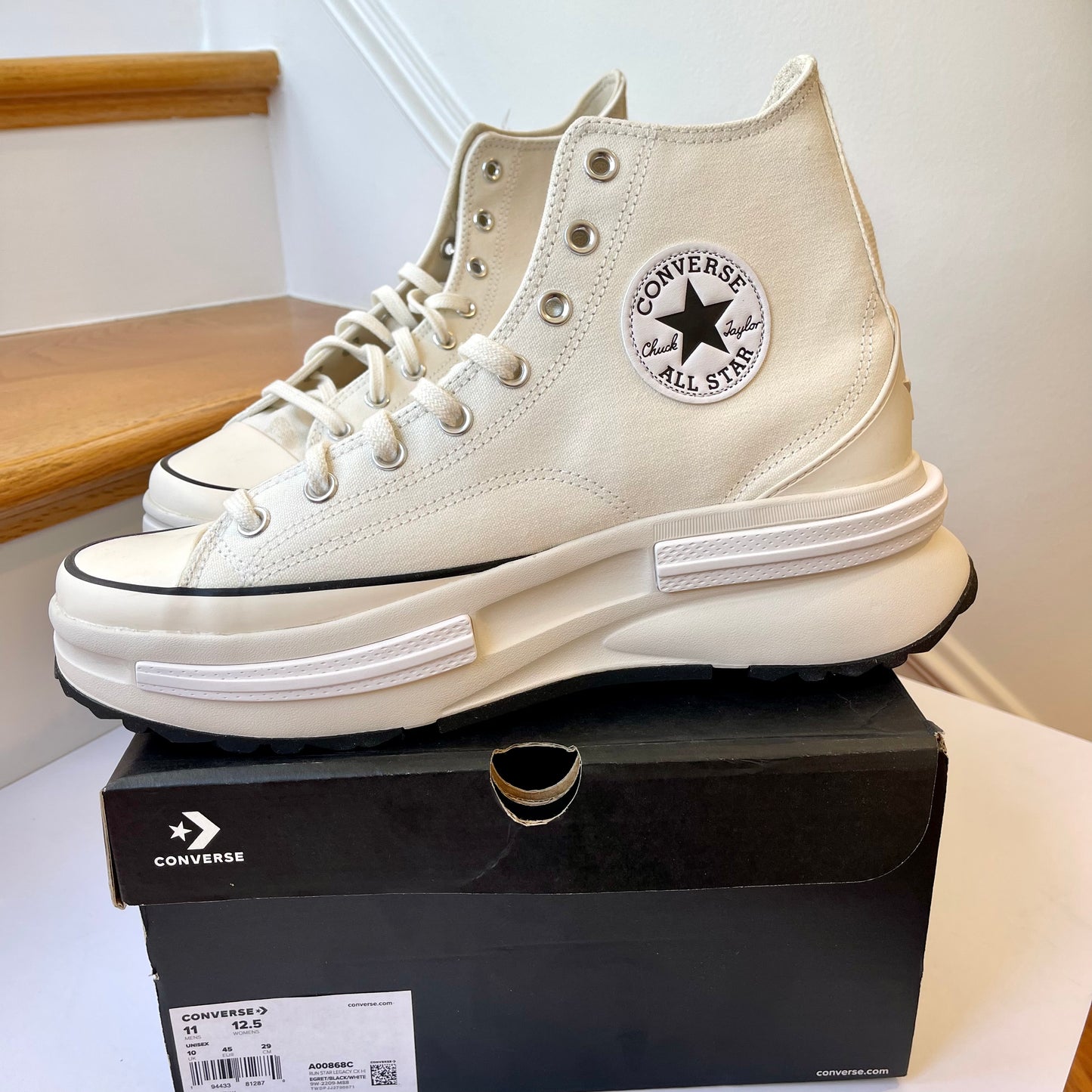 Converse Run Star Legacy CX Hi Platform high top Chuck Taylor sneakers white