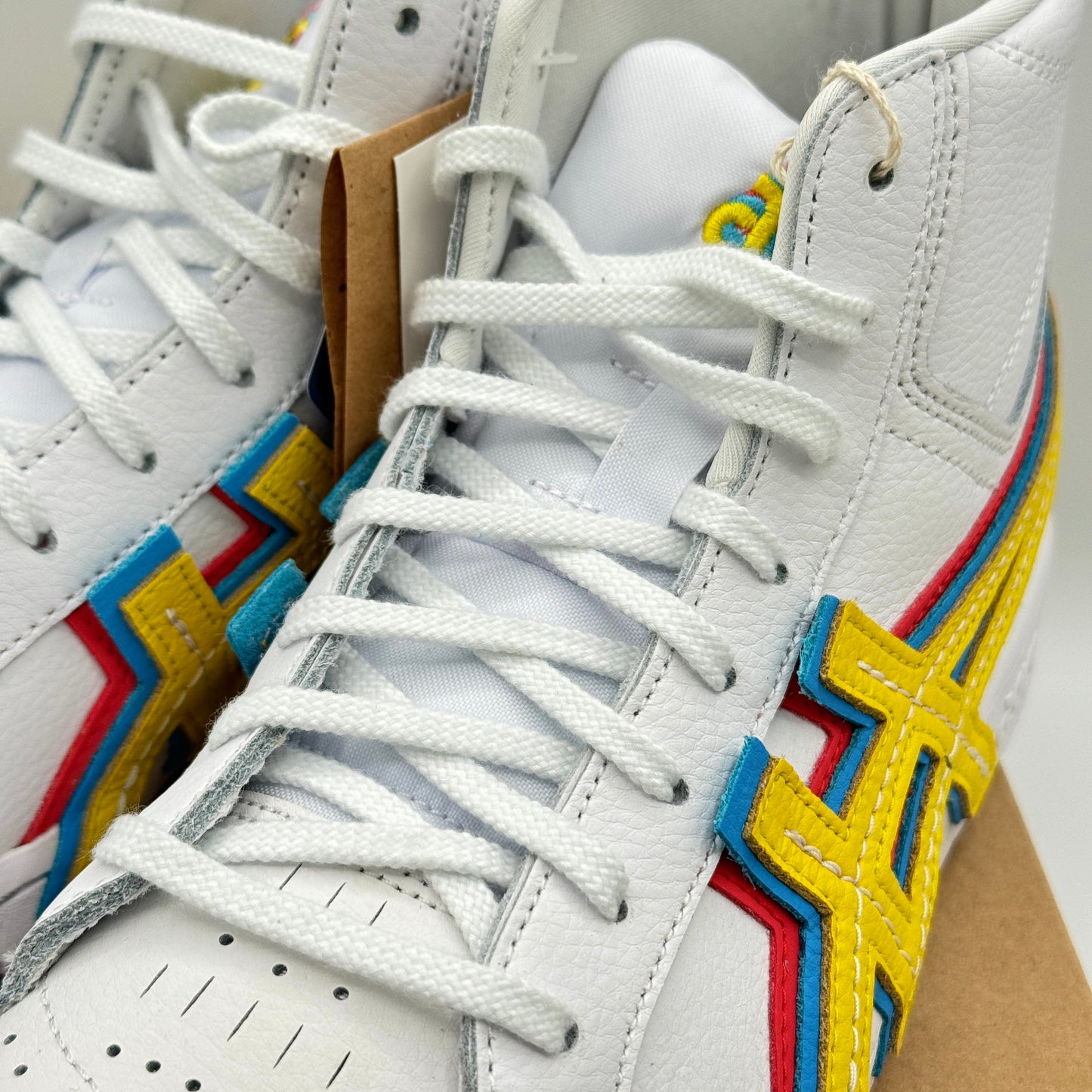 Asics Atmos ‘ 3 Strand ‘ Gel PTG MT White Yellow Blue Mid Sneaker Leather