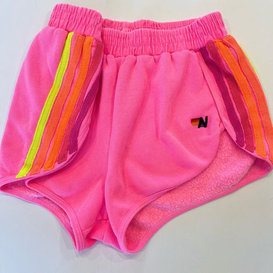 Aviator Nation 5 Stripe Jogger Shorts in Neon Pink - RARE / Discontinued