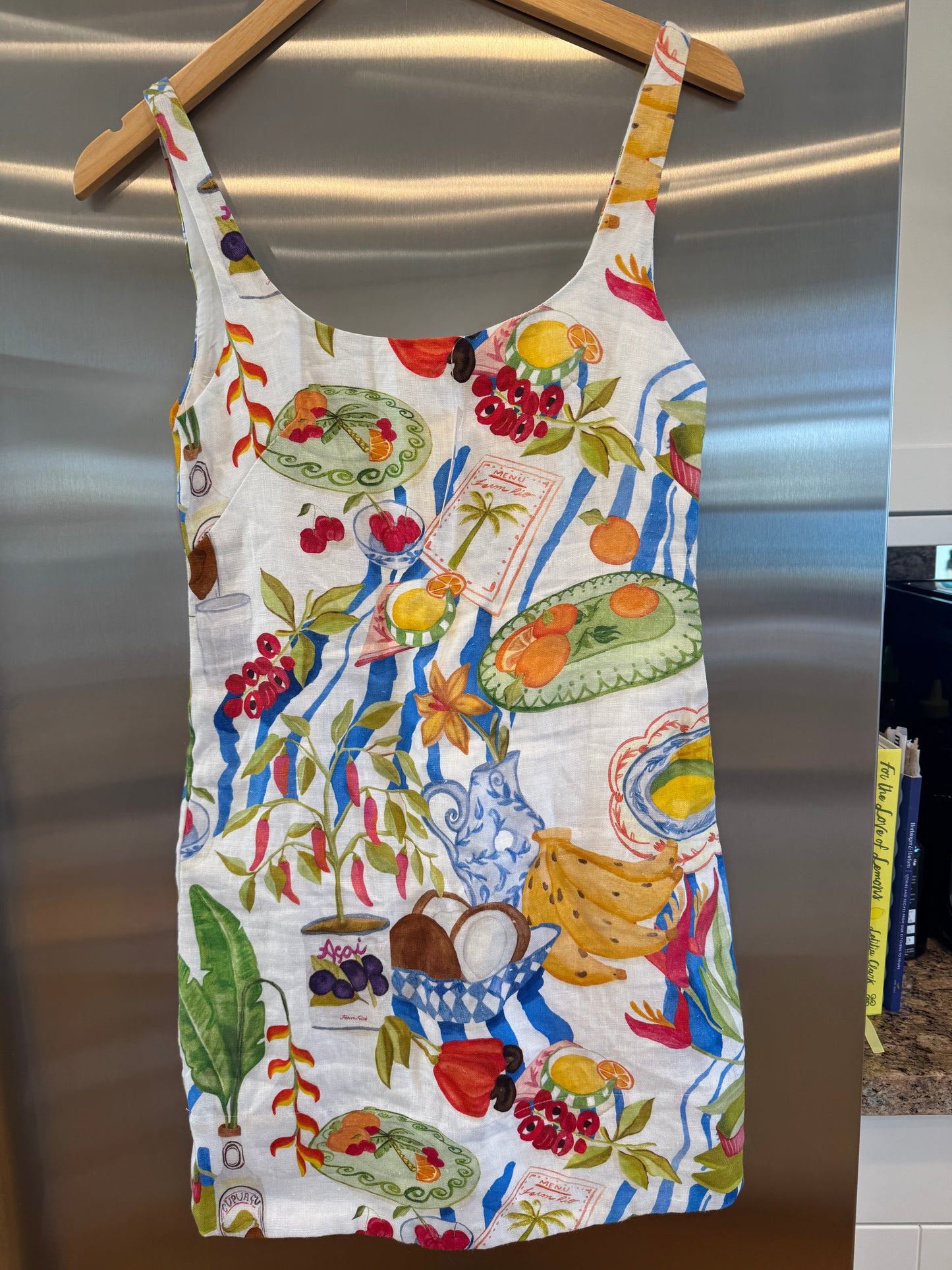 Farm Rio Linen Mini Dress in Fresh Table Multicolor