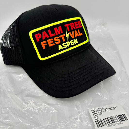 Aviator Nation Palm Tree Festival Aspen Trucker Hat in Black