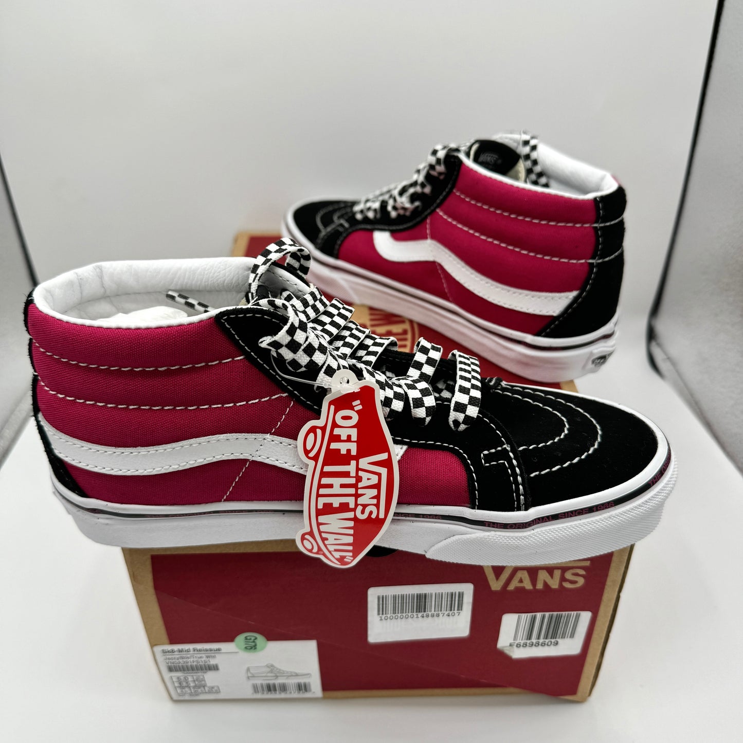 Vans Sk8 Mid Reissue Jazzy Magenta Black white skate sneakers maroon red