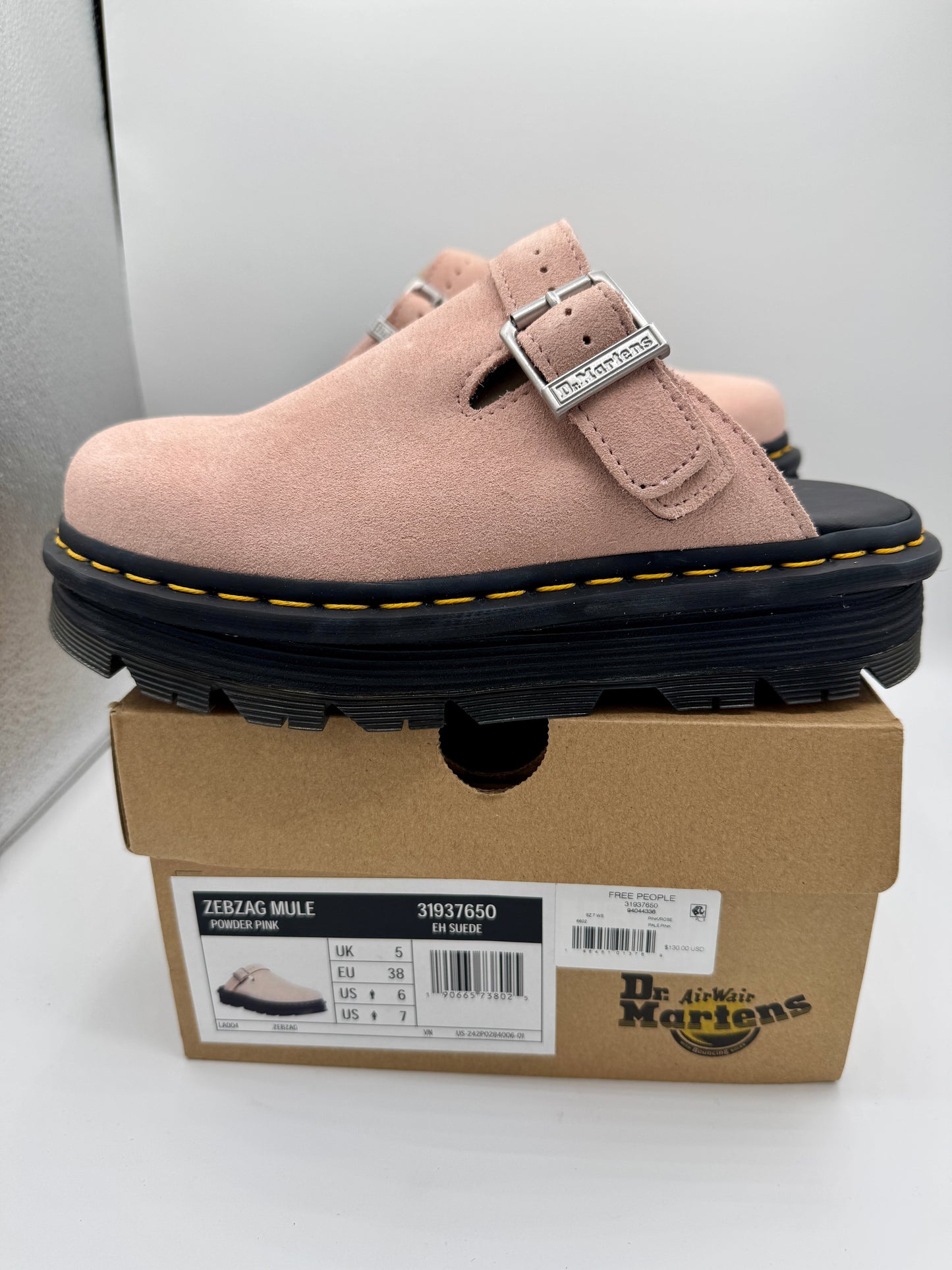 Dr Martin Zebzag Mule Unisex , Powder Pink