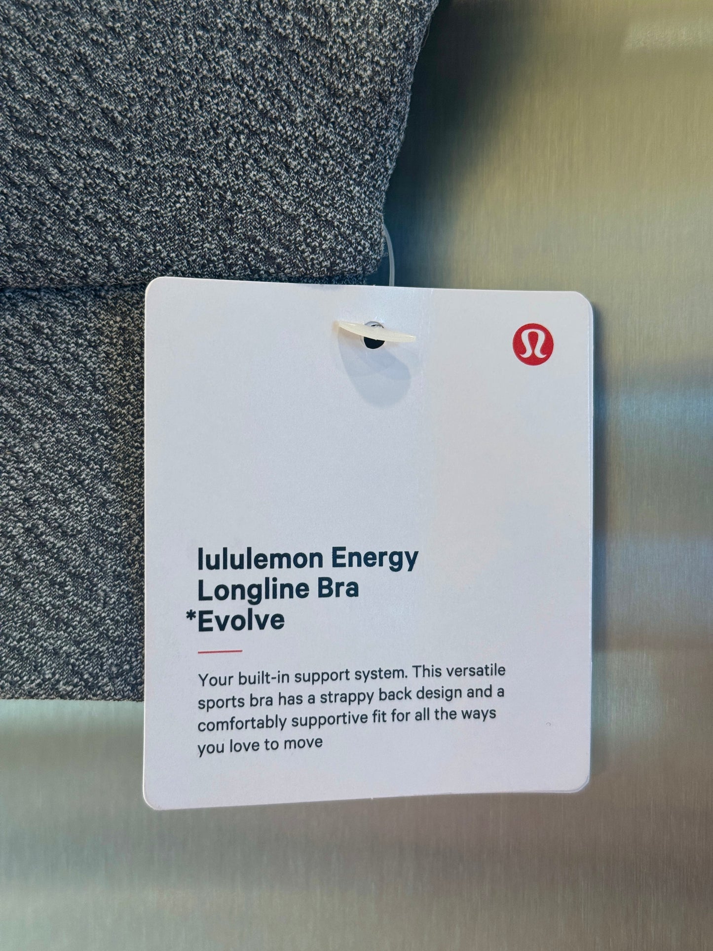 Lululemon Energy Long Line Evolve Bra Top in Herringbone Grey Intertwine Texture Black / White Woven