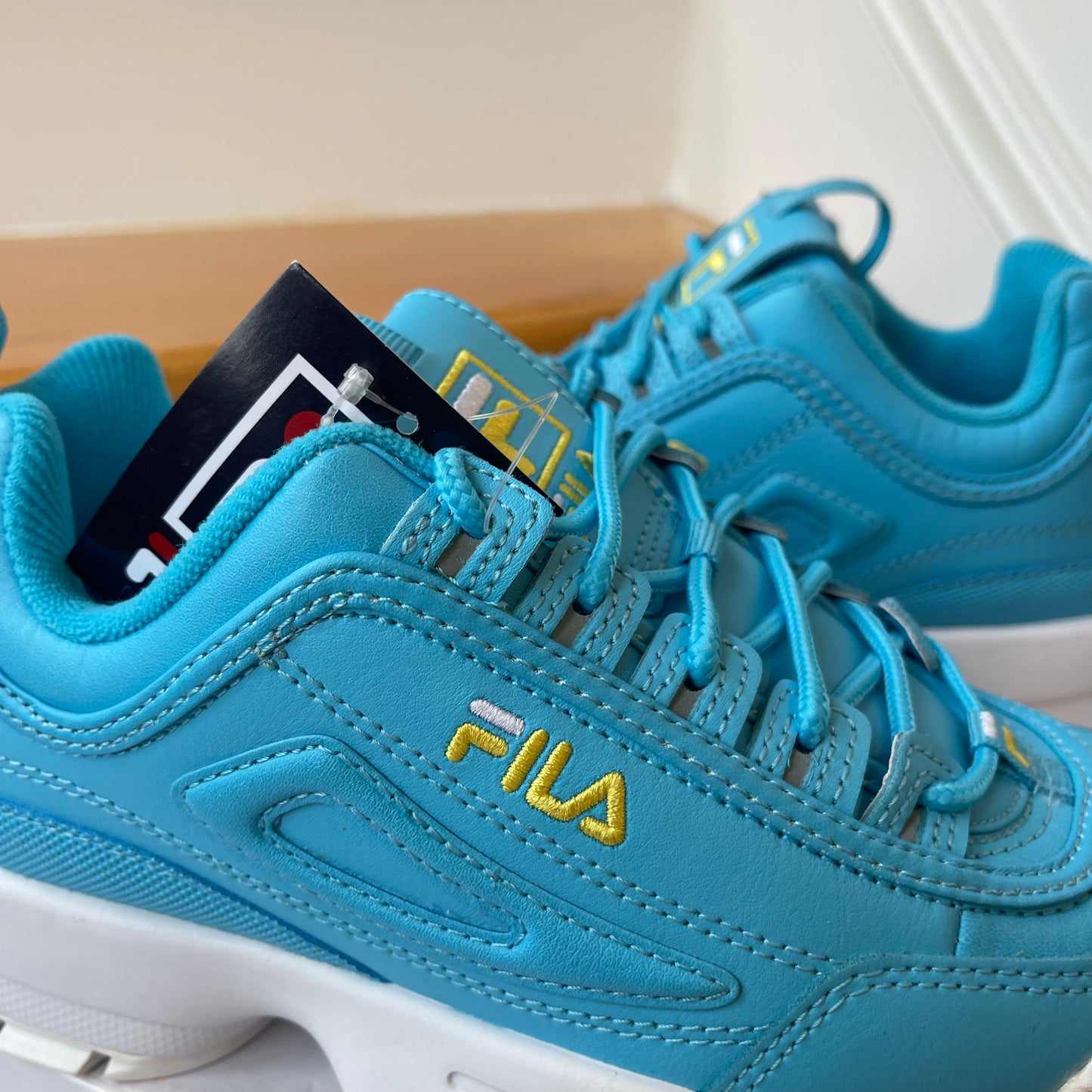 Fila Disruptor 2 Premium— blue with yellow - Women’s platform sneakers