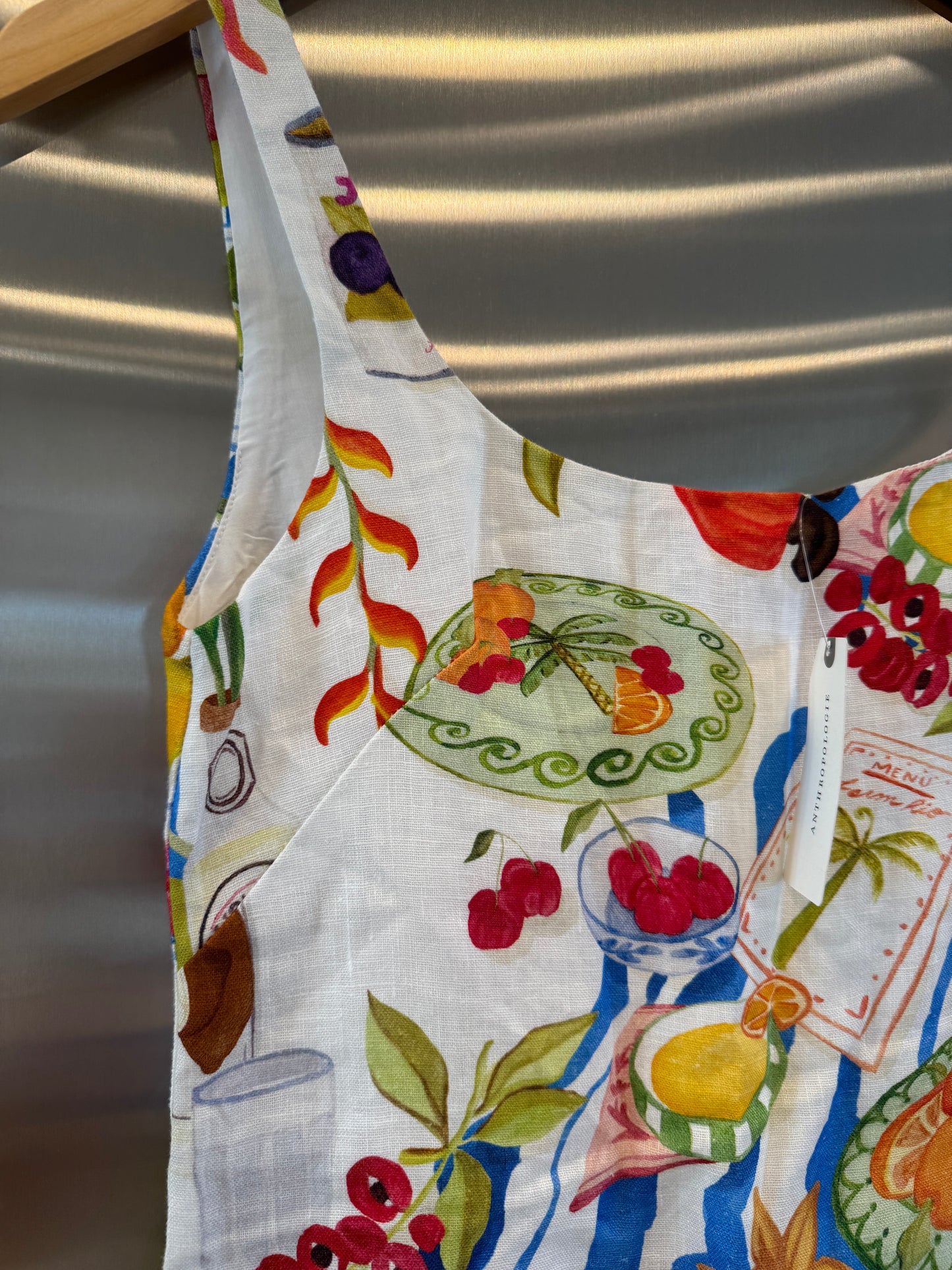 Farm Rio Linen Mini Dress in Fresh Table Multicolor