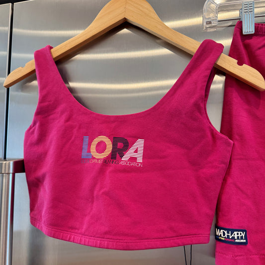 MadHappy Local Optimist Run Club Top Biker Athletic Tank in Magenta Peony
