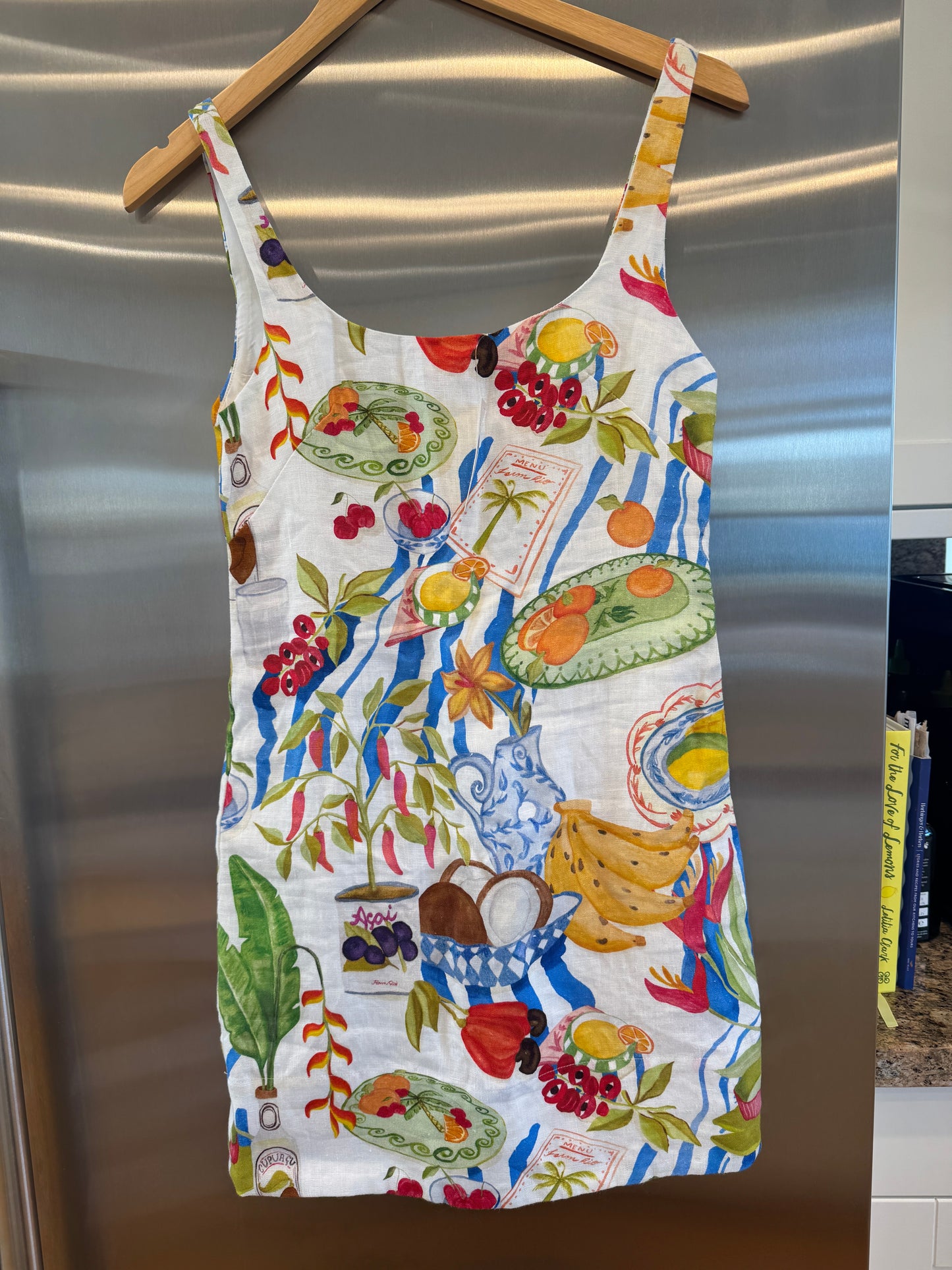 Farm Rio Linen Mini Dress in Fresh Table Multicolor