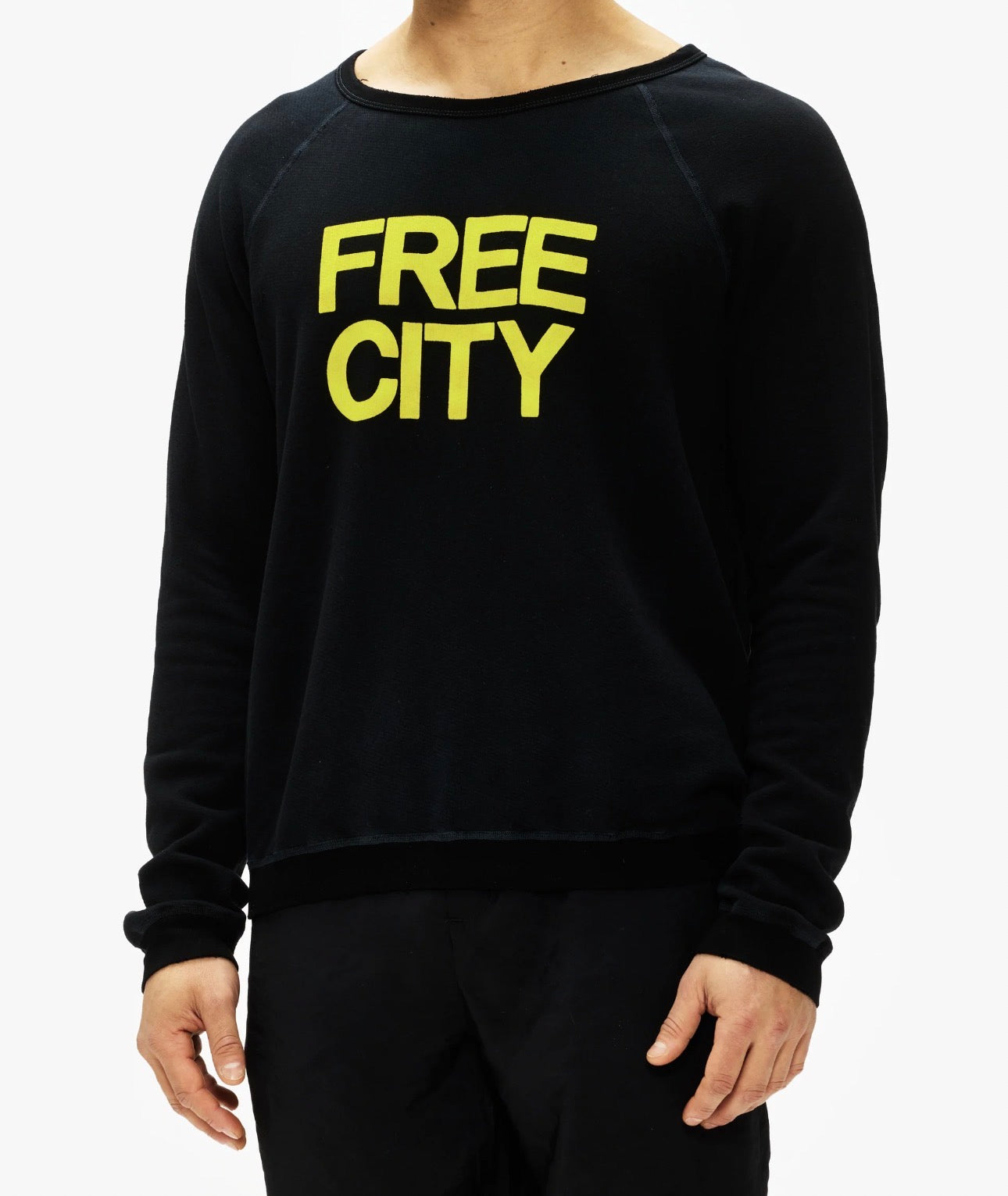 Freecity Unisex Crewneck Sweatshirt- Black / Yellow