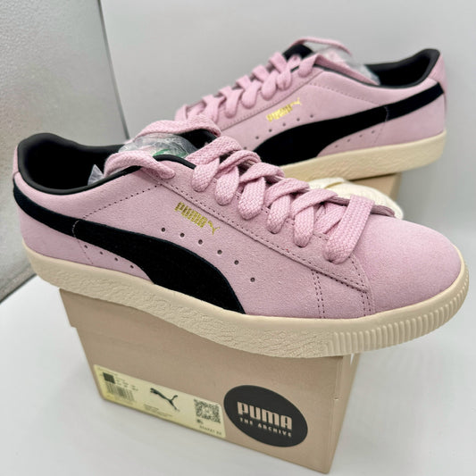 Puma Suede VTG Textured Leather Sneakers , extra laces , pearl pink black