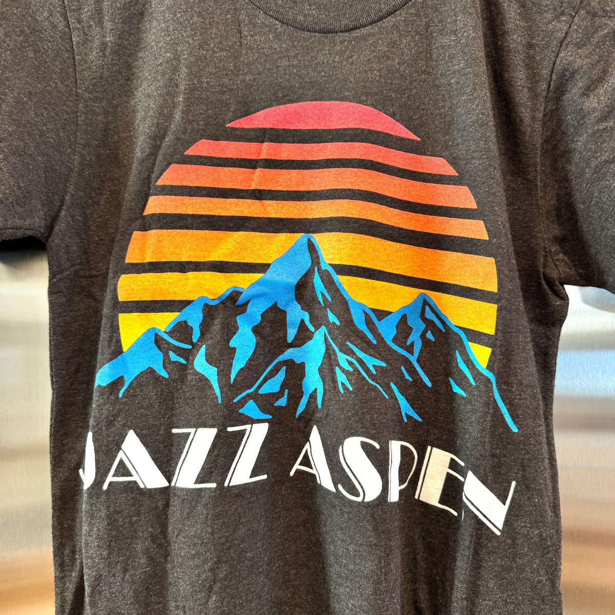Aviator Nation Aspen Snowmass Jazz Festival 2025 Cropped Boyfriend Tee Shirt - Charcoal Grey
