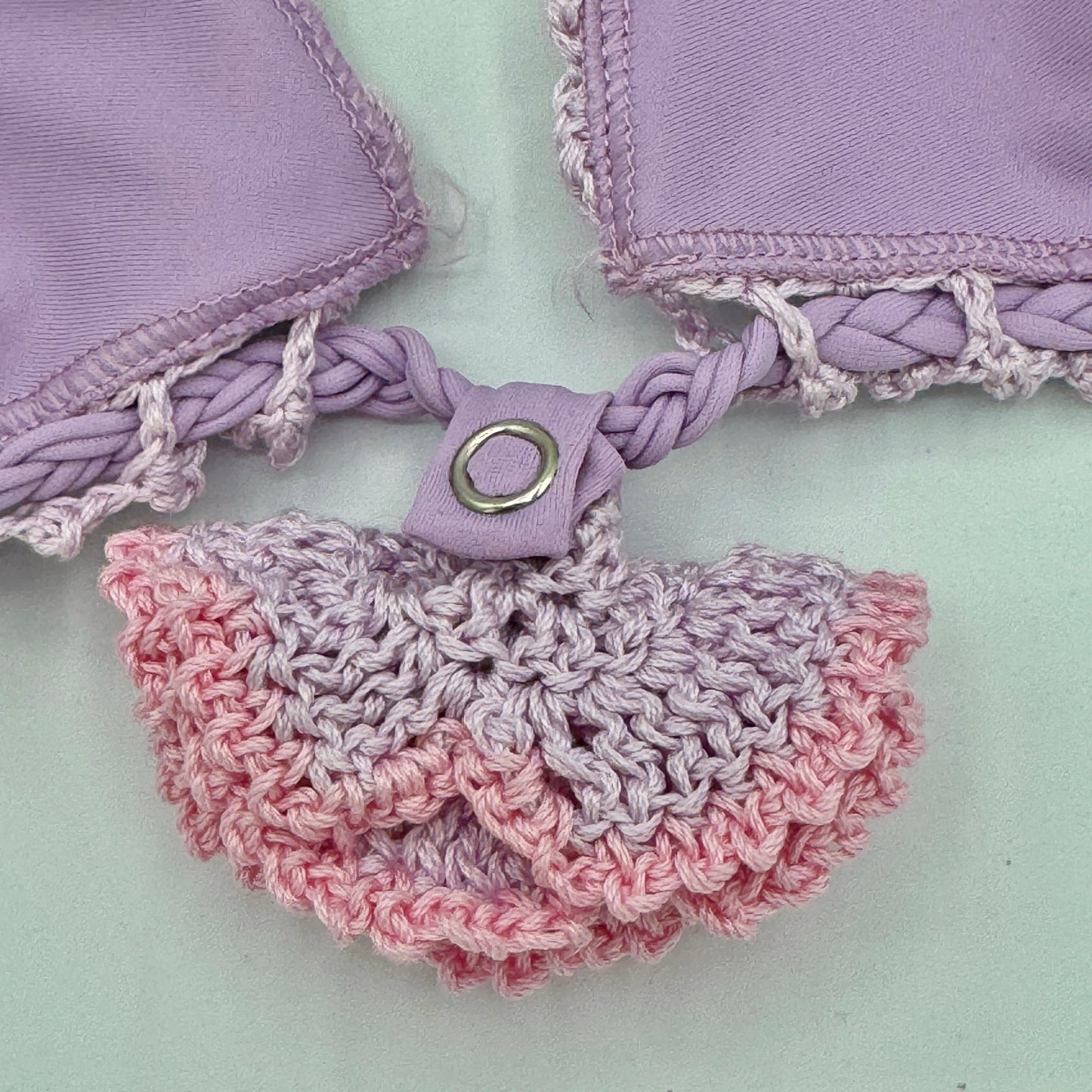 Capittana Beatriz Lilac Purple Crochet Bikini Swim Triangle Top with pads