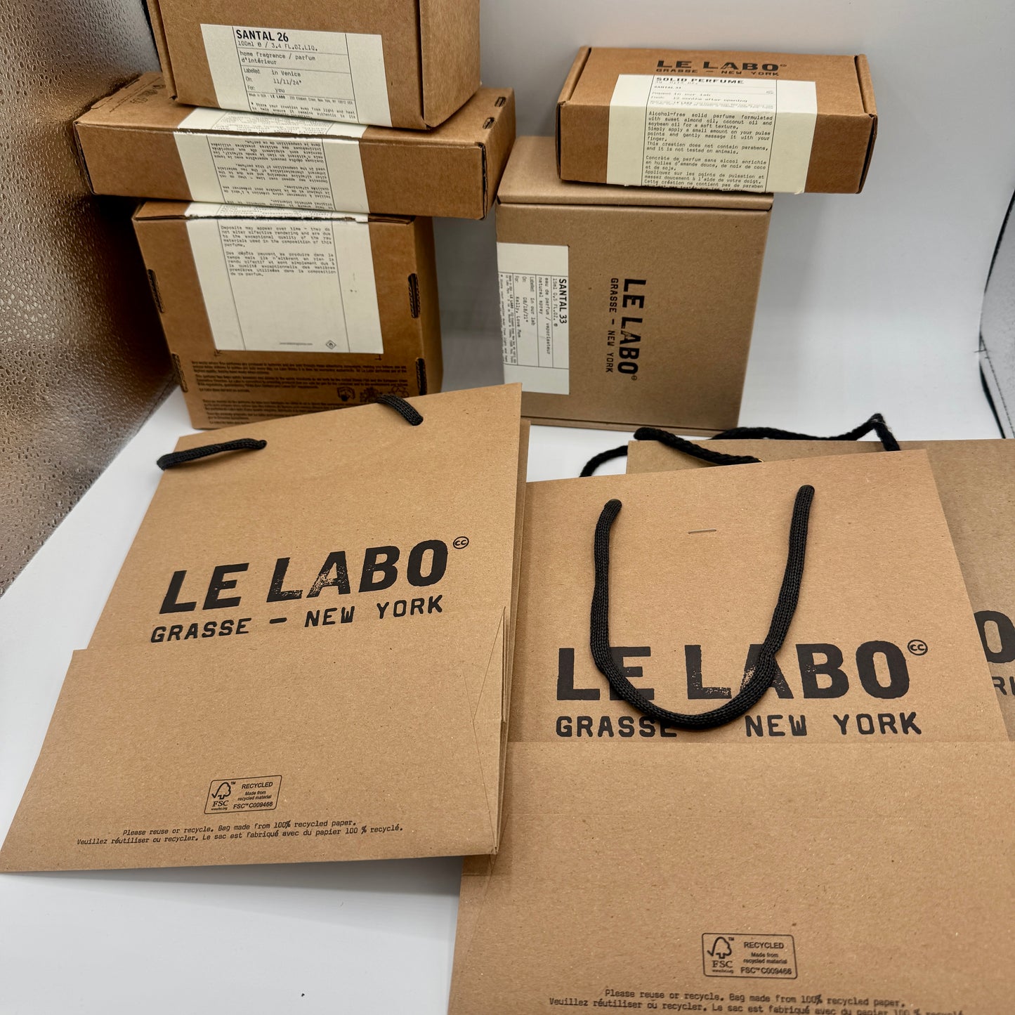 Bundle Le Labo Boxes and Gift Bags , Excellent Condition 9 Items Total