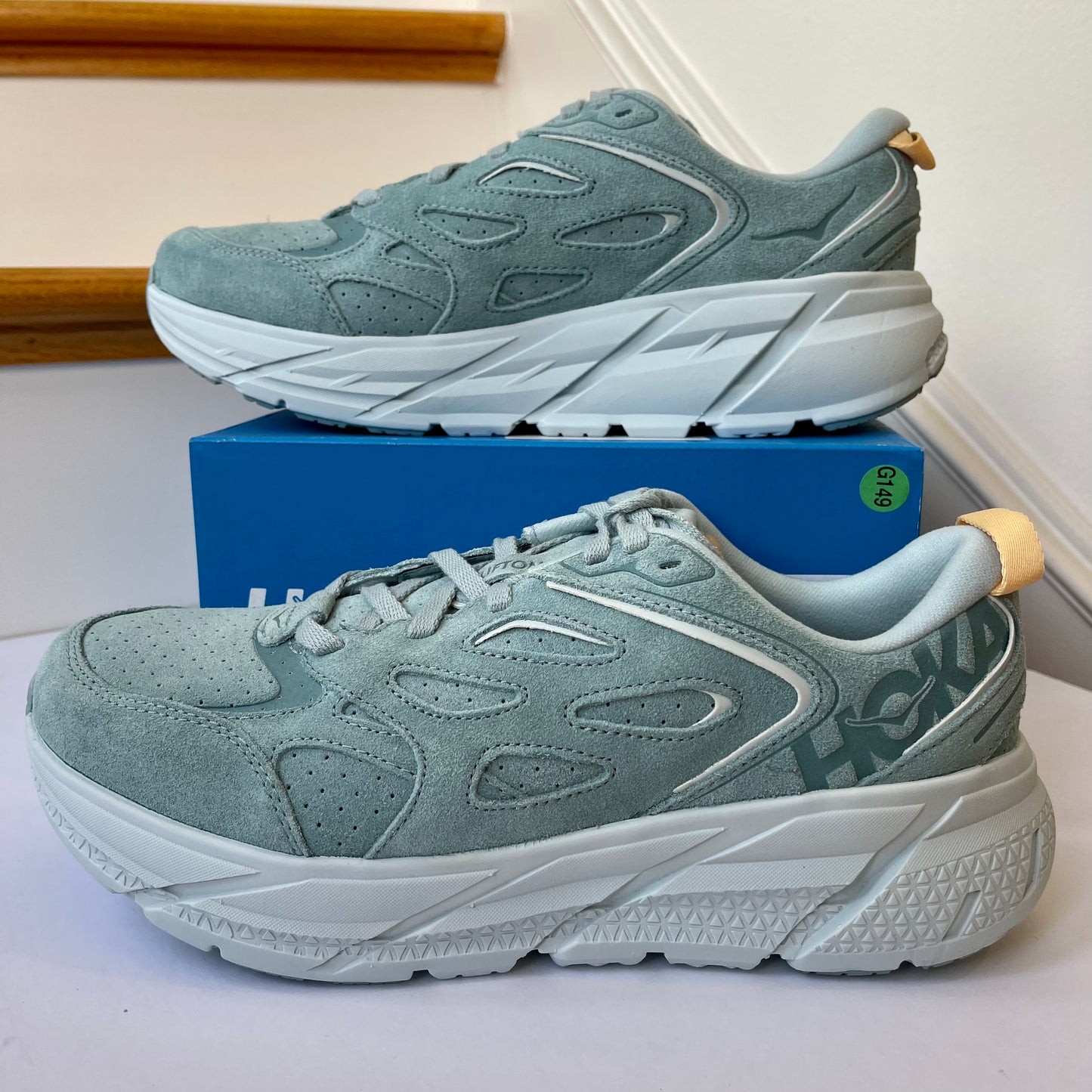 Hoka Clifton L Suede in Cloud Blue / Ice Flow UNISEX Shoes Leather