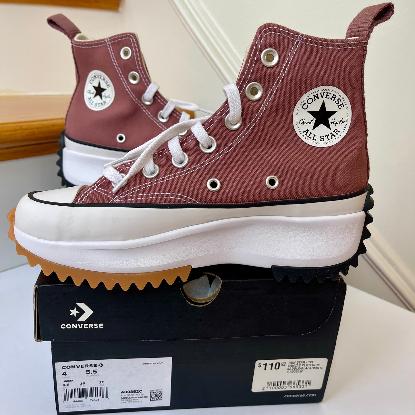 Converse Run Star Hike Platform in saddle high top Chuck Taylor sneaker