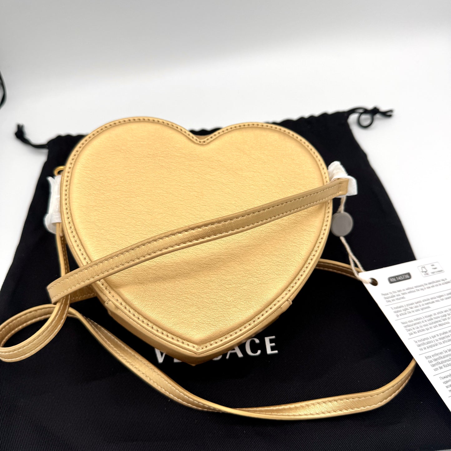 Versace Heart Medusa Plaque Crossbody Bag Gold Leather Kids