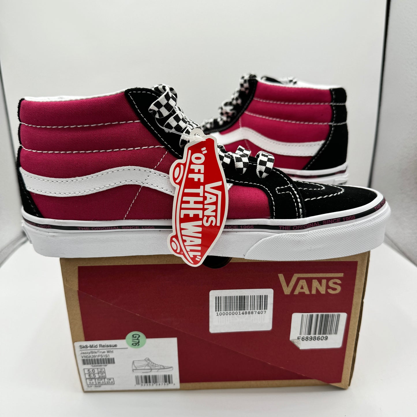 Vans Sk8 Mid Reissue Jazzy Magenta Black white skate sneakers maroon red