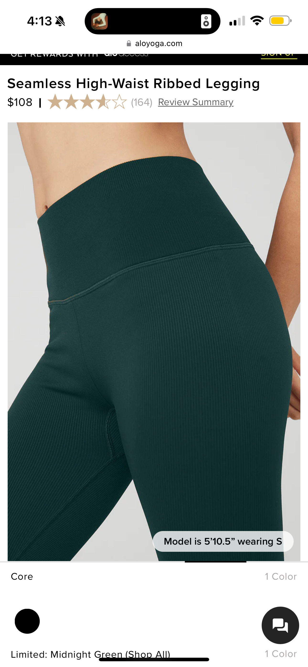 Alo Yoga Seamless Ribbed High Waist Leggings in Dark Green HW Ribbed Pants