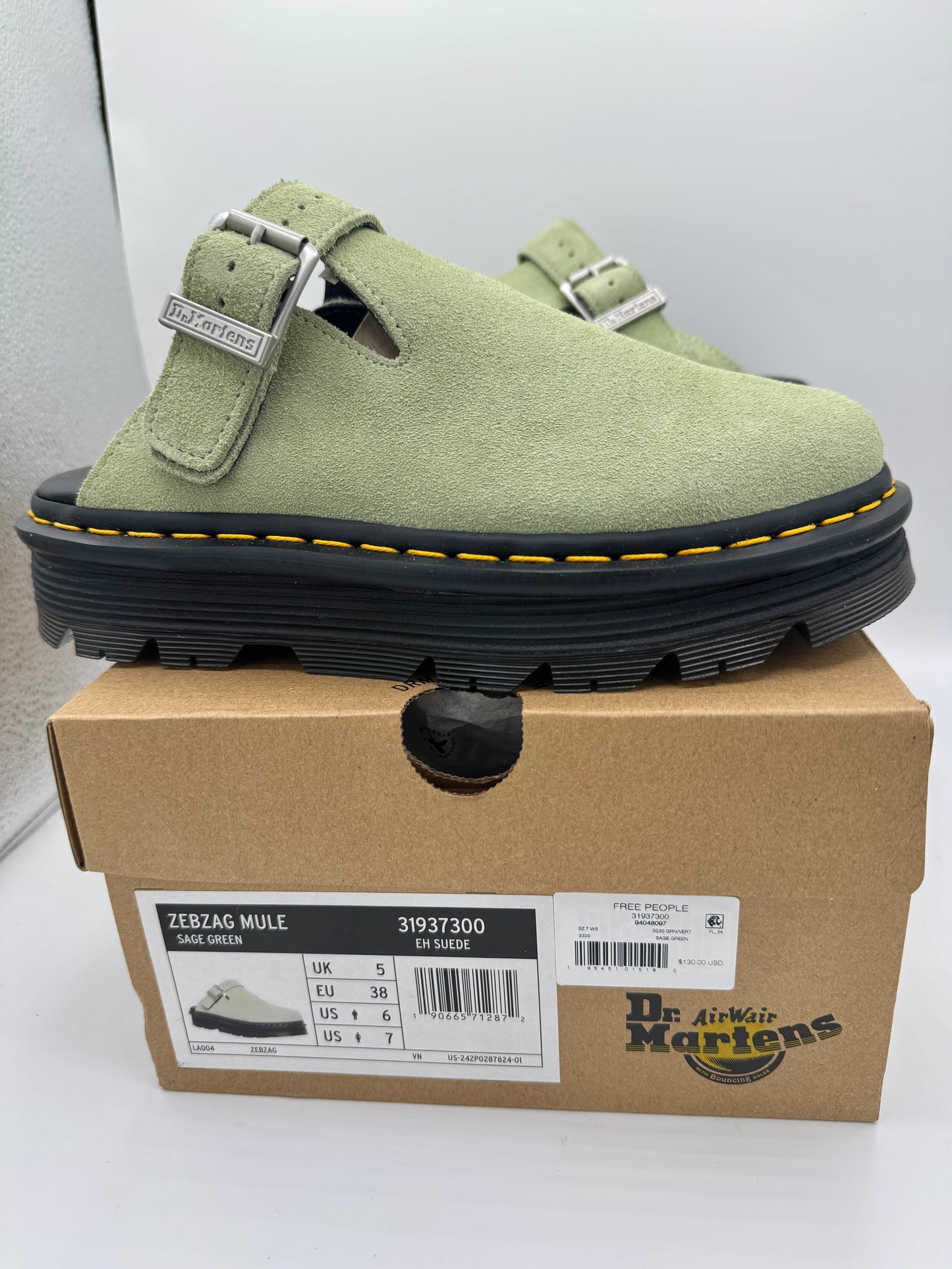 Dr Martens Zebzag Mule Unisex , Sage Green