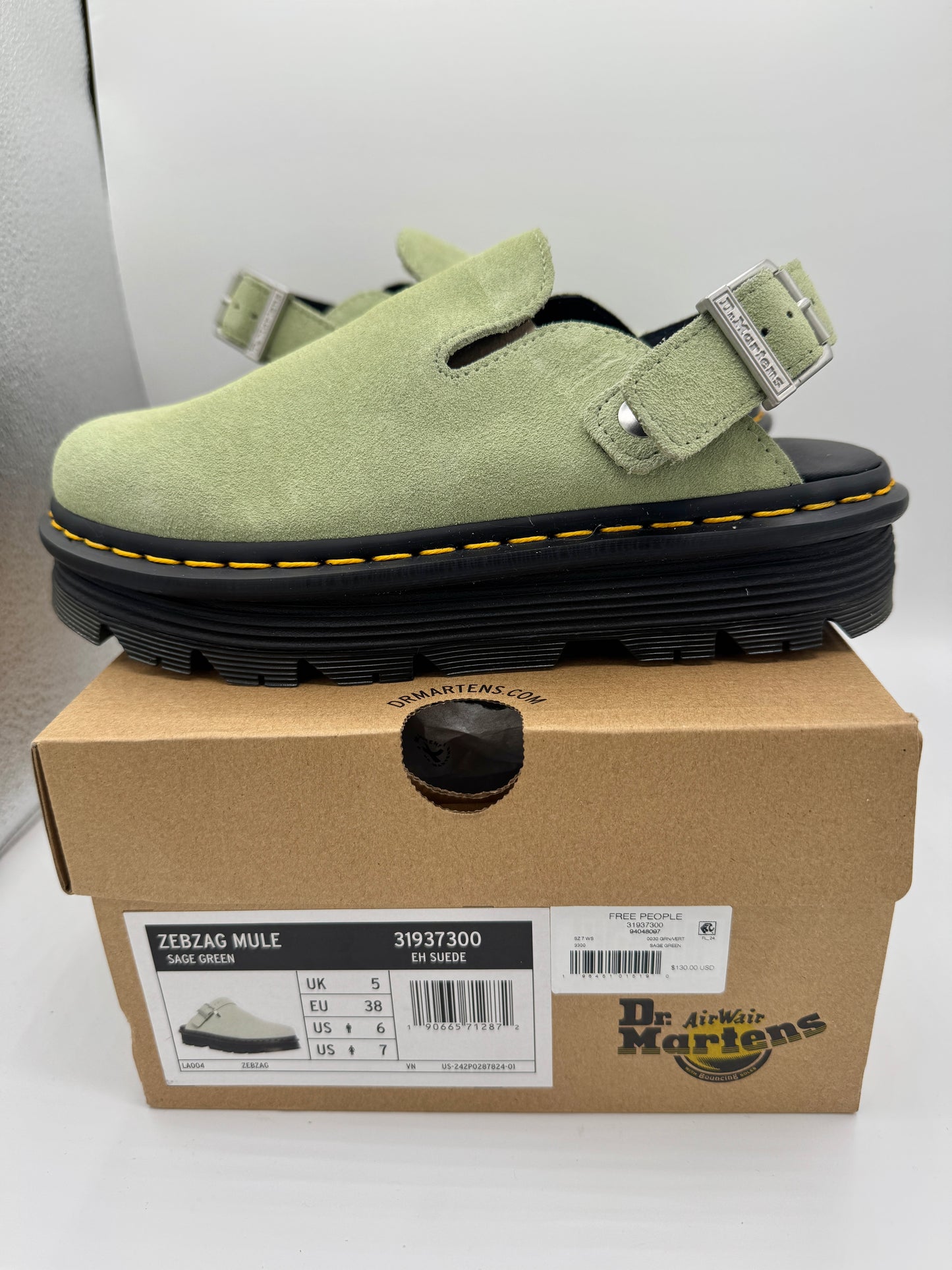 Dr Martens Zebzag Mule Unisex , Sage Green