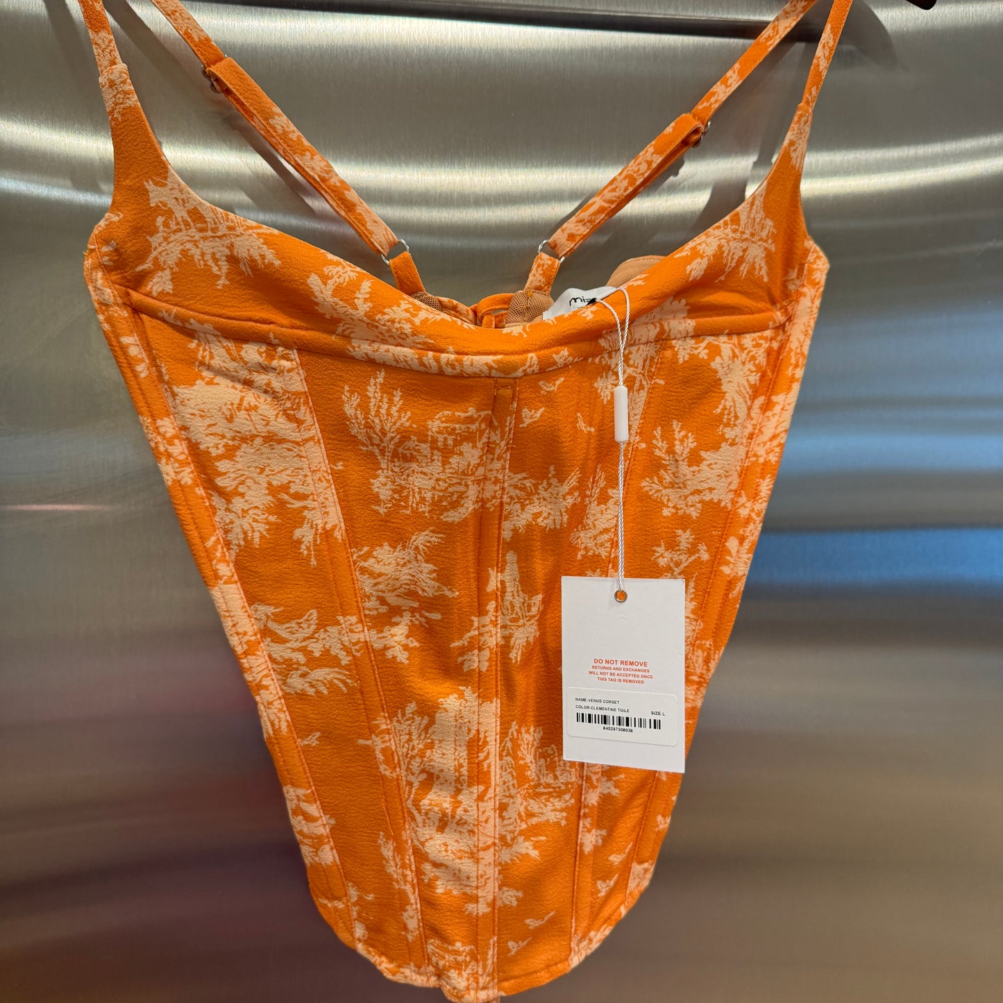 Miaou Venus Corset V Top in Clementine Toile Orange