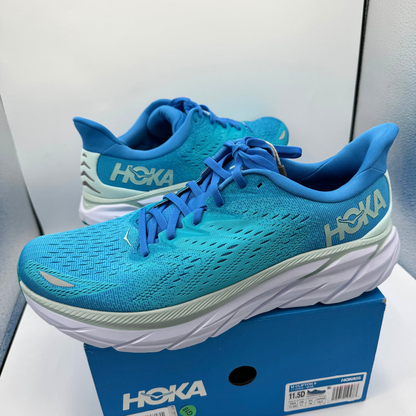 Hoka Clifton 8 Ibiza / Scuba Blue Running Shoes Aqua brand new hoka one one