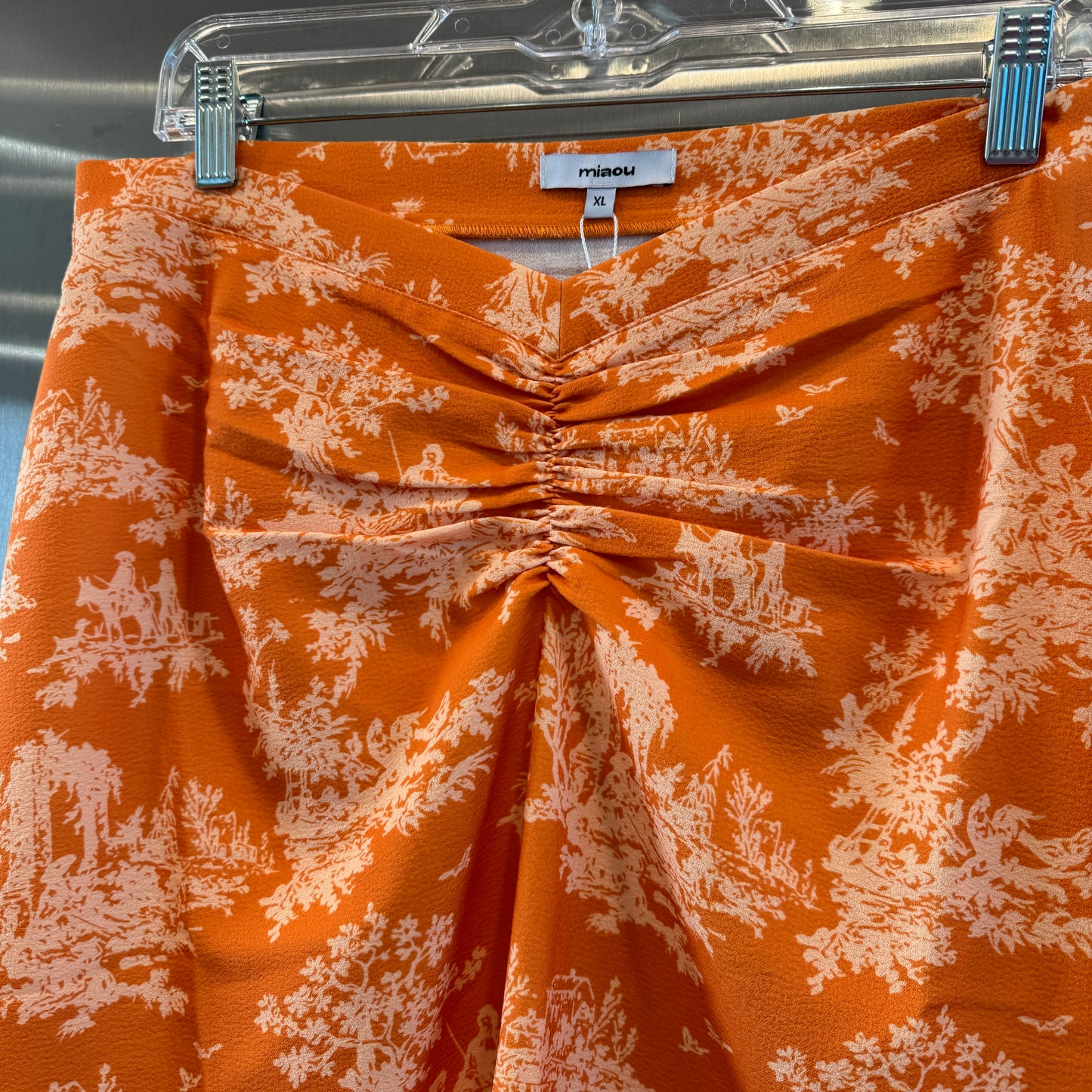 Miaou Preston Midi Skirt in Clementine Toile Orange x Paloma Elsesser Collab