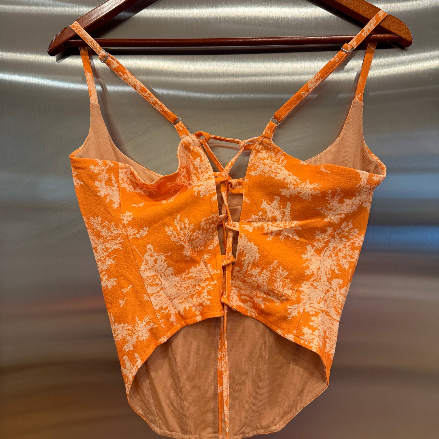 Miaou Venus Corset V Top in Clementine Toile Orange