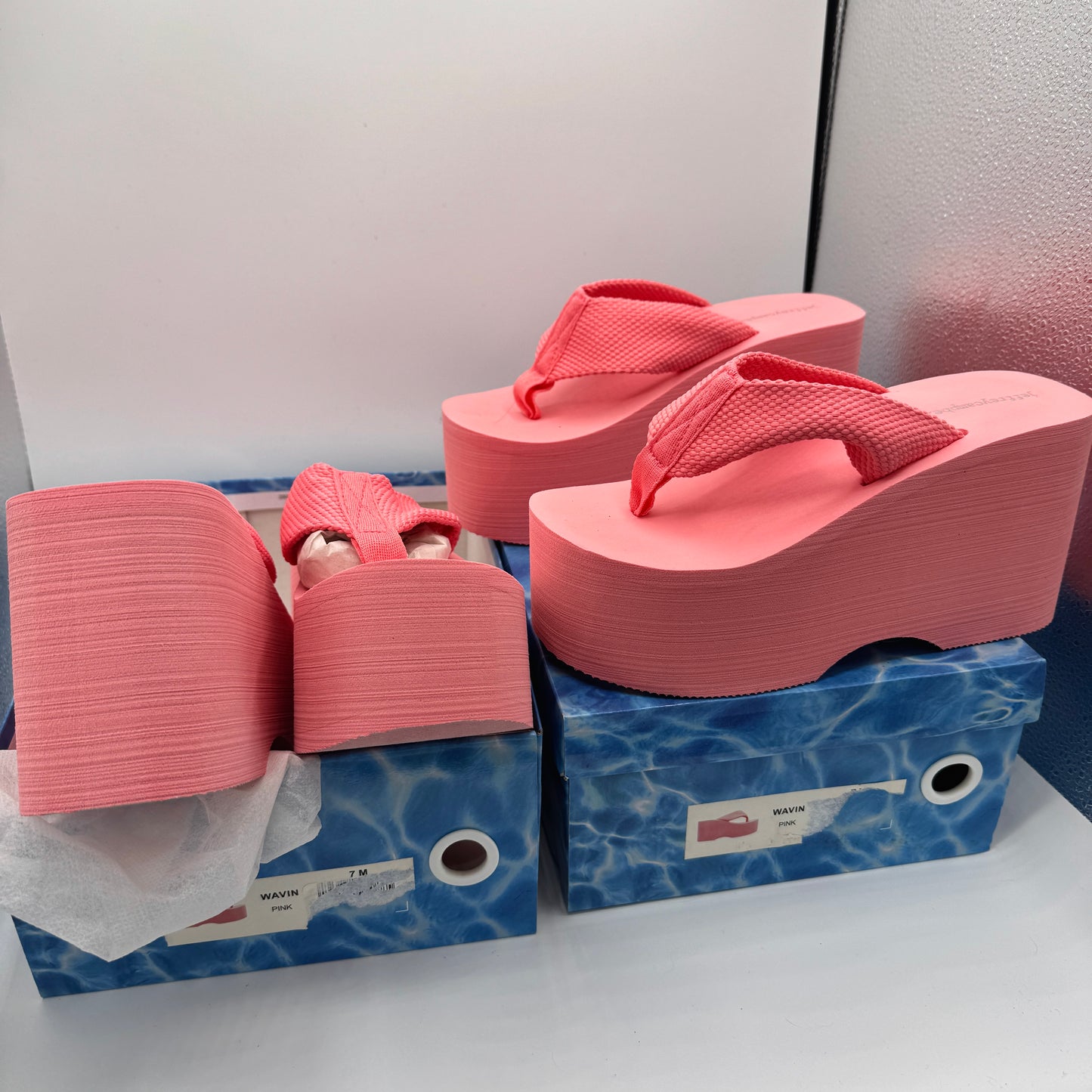 Jeffrey Campbell BUNDLE (2 Pairs) Wavin Platform Sandals Pink