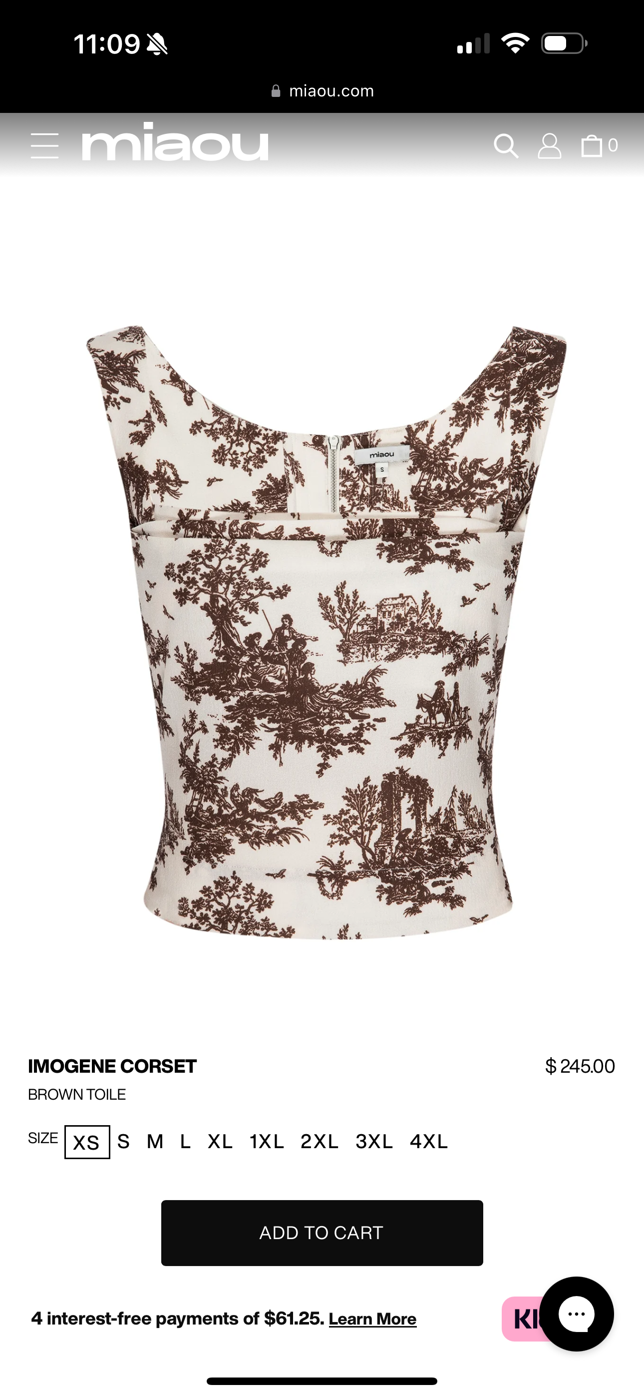 Miaou Imogene Corset in Brown Toile Top Stretch Crepe Fabric