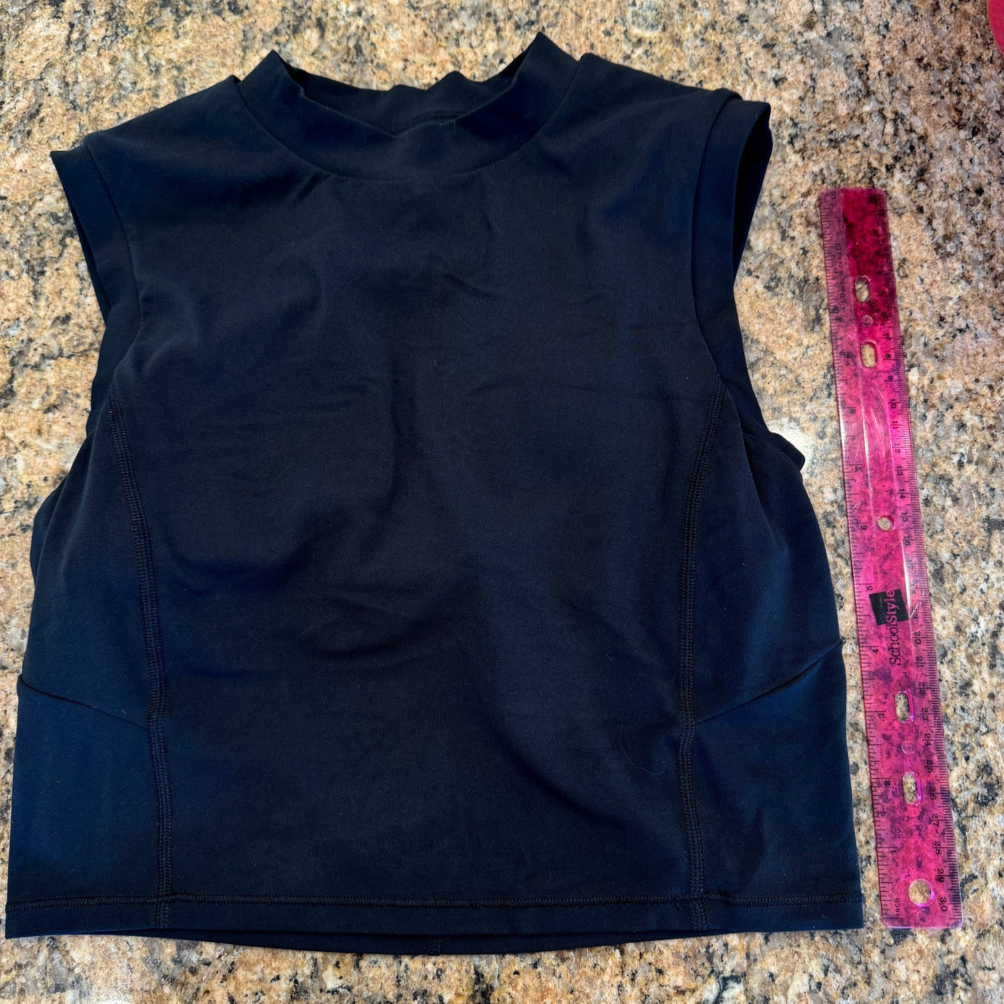 Lululemon Sweat Intention Tank Top Black Cropped Mock Neck Shirt Pre-Owned